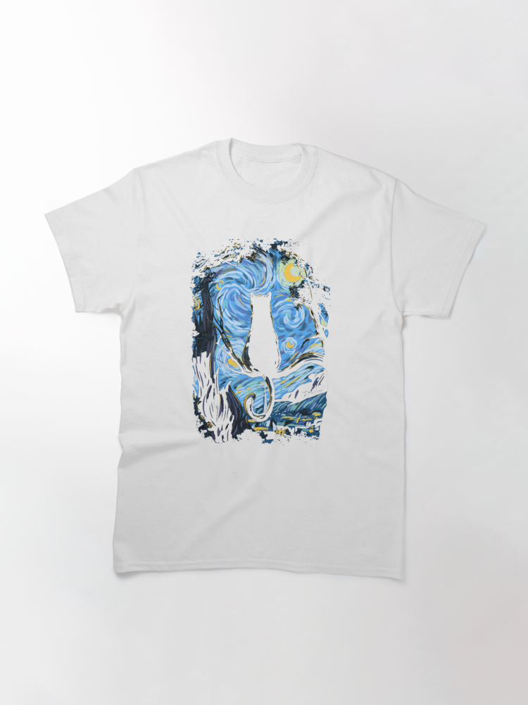 CAT STARRY NIGHT Classic T-Shirt - White Fox Boutique
