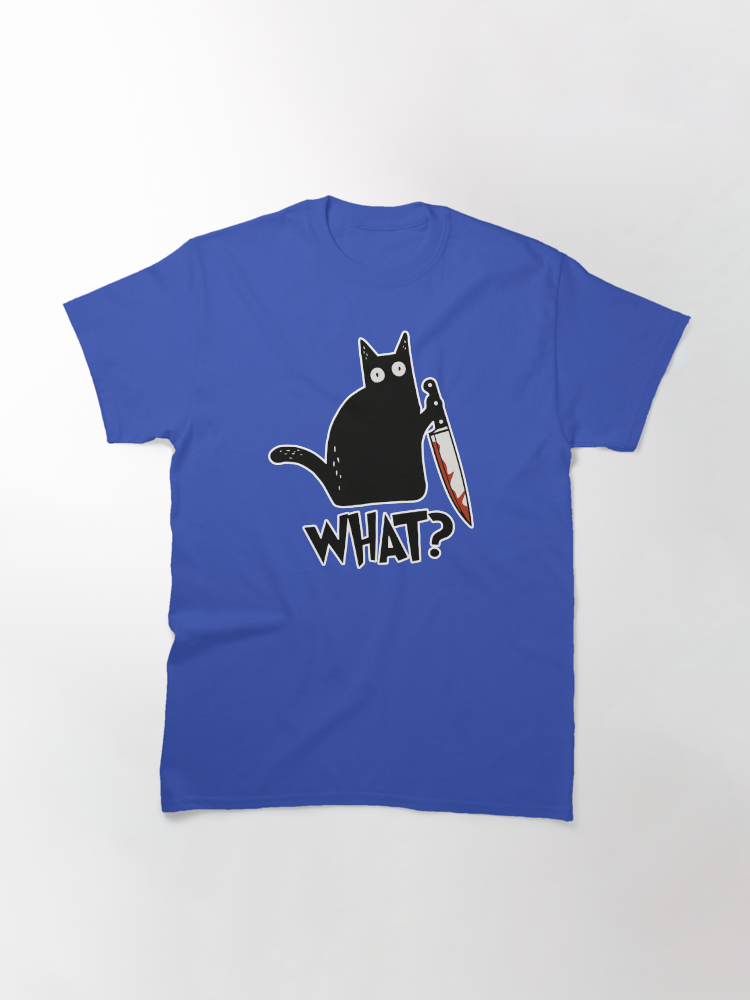 Cat What? Murderous Black Cat With Knife Gift Premium Classic T-Shirt - White Fox Boutique