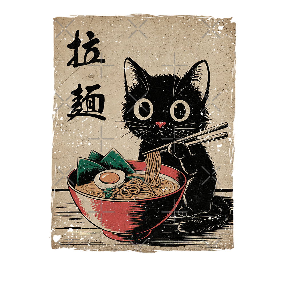Cat Ramen Japanese Funny Graphic Tees Kawaii Cat Anime Gifts Classic T-Shirt - White Fox Boutique