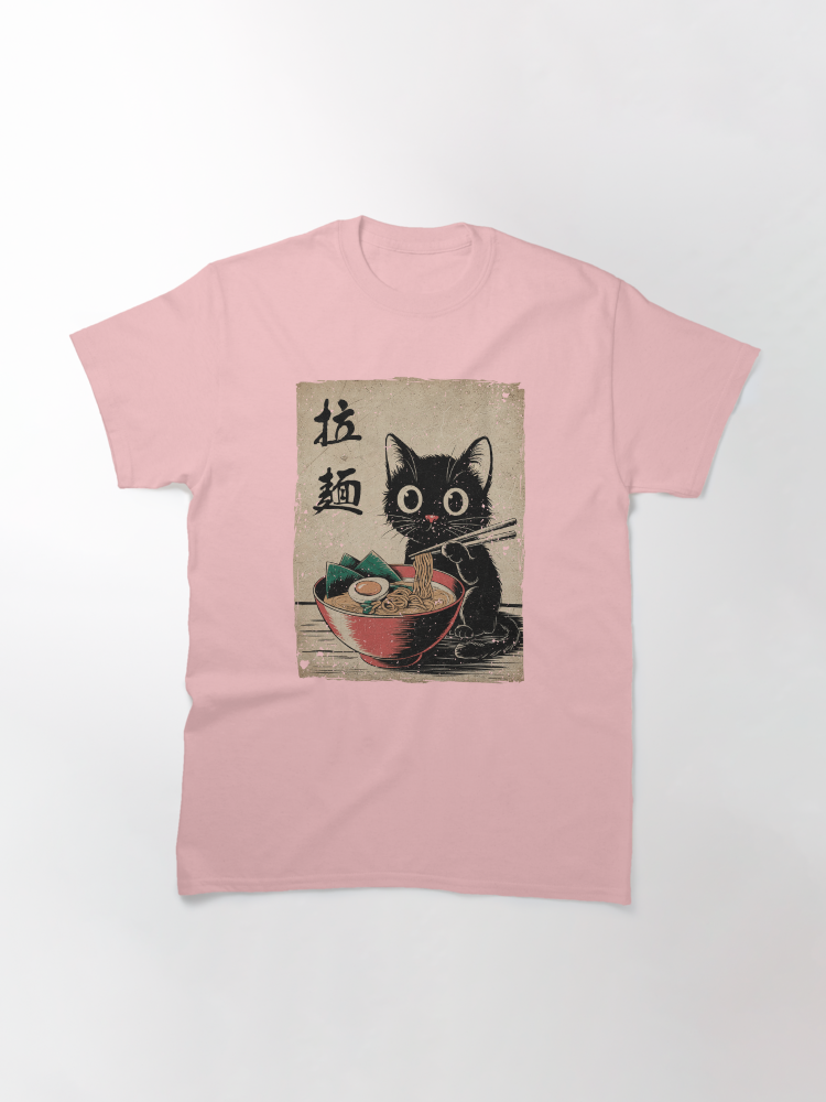 Cat Ramen Japanese Funny Graphic Tees Kawaii Cat Anime Gifts Classic T-Shirt - White Fox Boutique