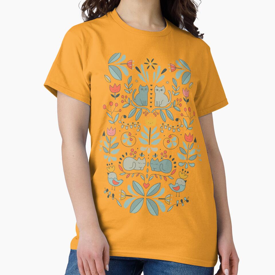 Swedish Folk Cats Classic T-Shirt - White Fox Boutique