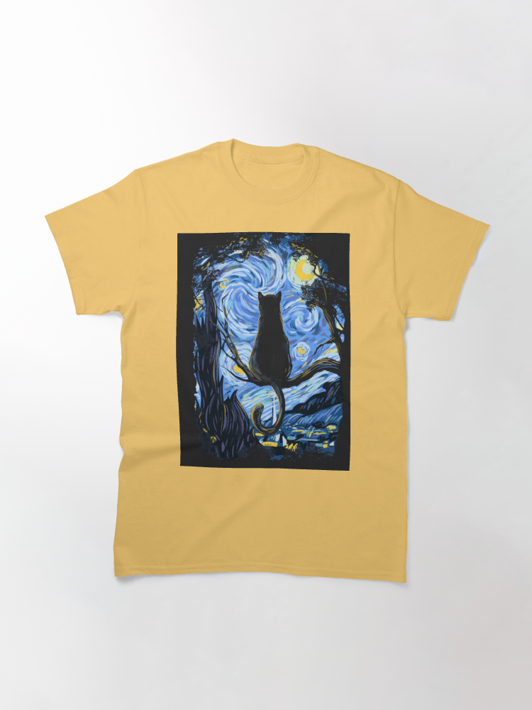Van Gogh Cat Starry Night Van Gogh Cat Lovers Classic T-Shirt - White Fox Boutique