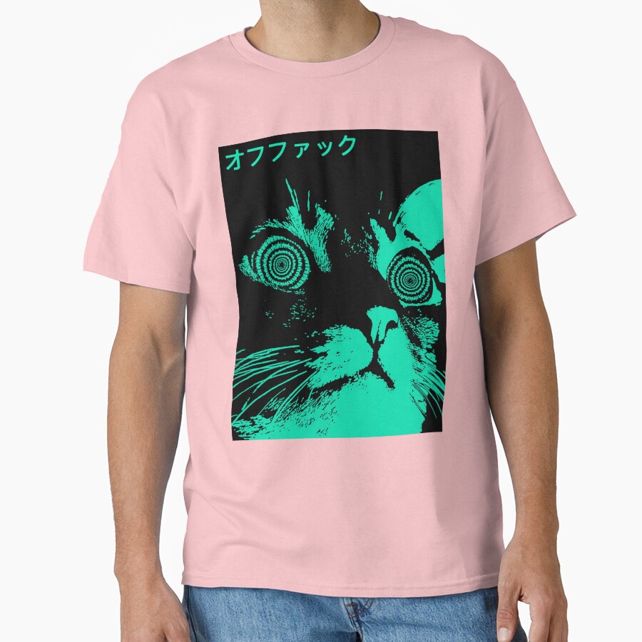 Vaporwave Cool Cat Japanese Urban Neon Style Classic T-Shirt - White Fox Boutique