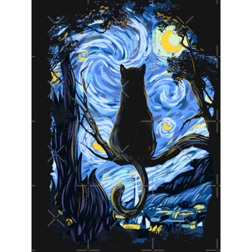 Van Gogh Cat Starry Night Van Gogh Cat Lovers Classic T-Shirt - White Fox Boutique