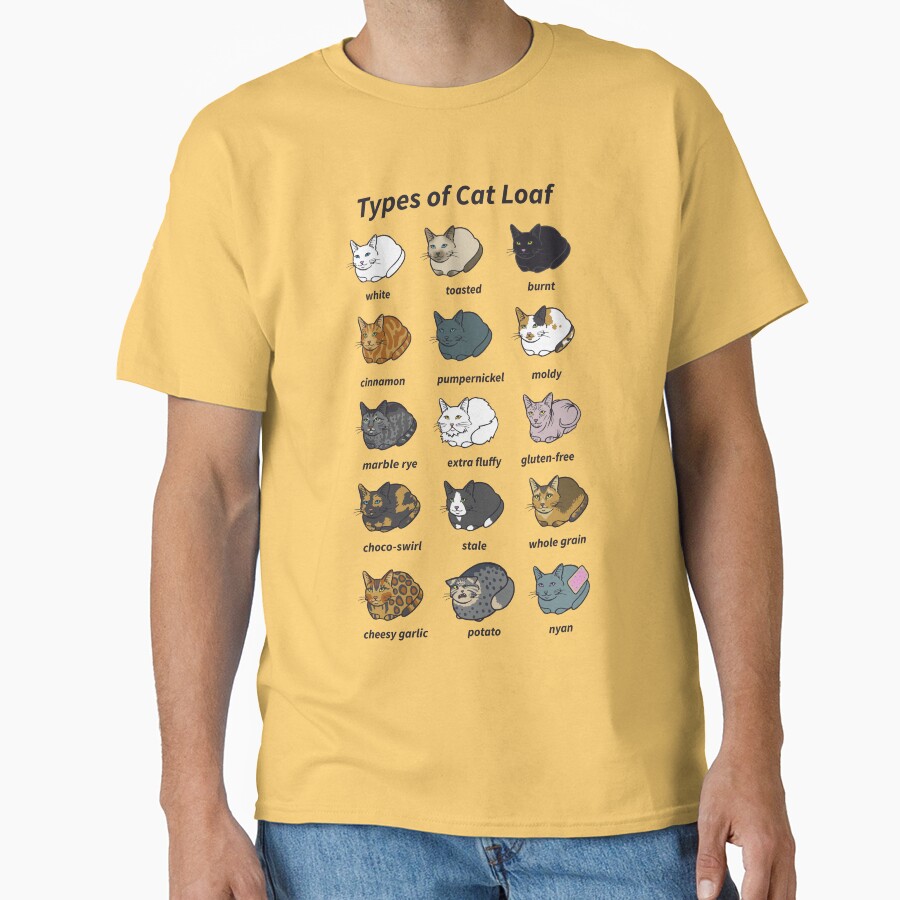 The Types of Cat Loaf Classic T-Shirt - White Fox Boutique