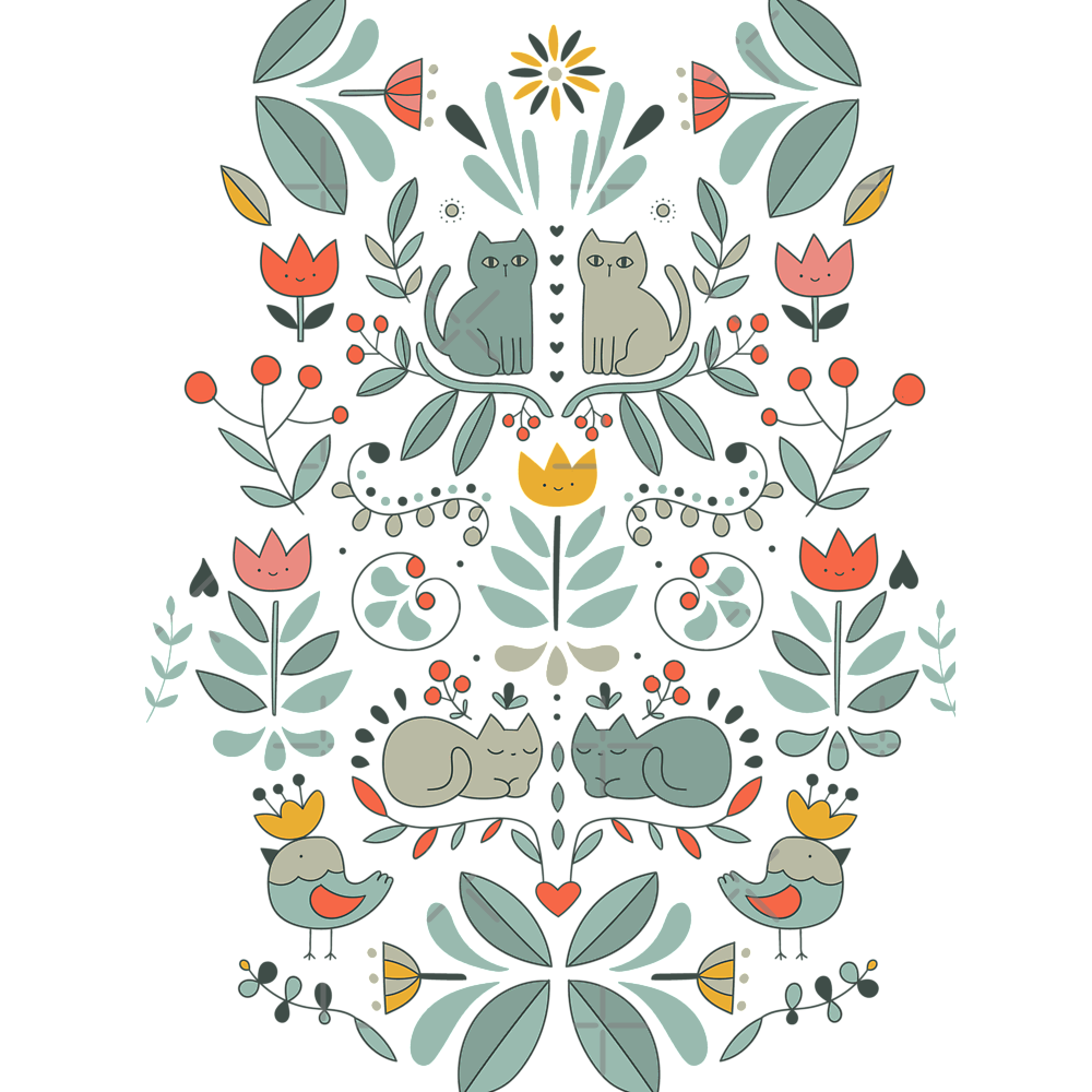 Swedish Folk Cats Classic T-Shirt - White Fox Boutique