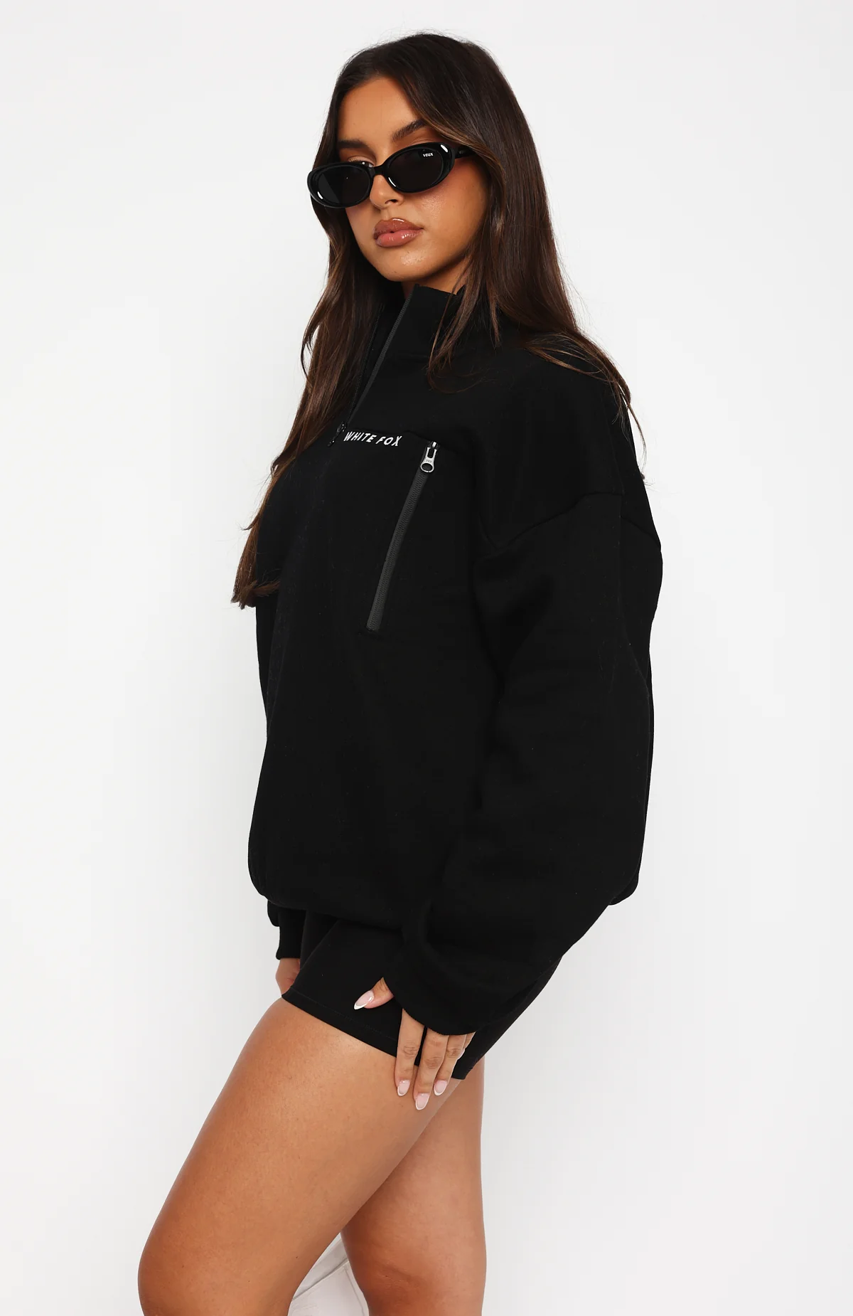 Where Did You Go Zip Front Sweater Black - White Fox Boutique