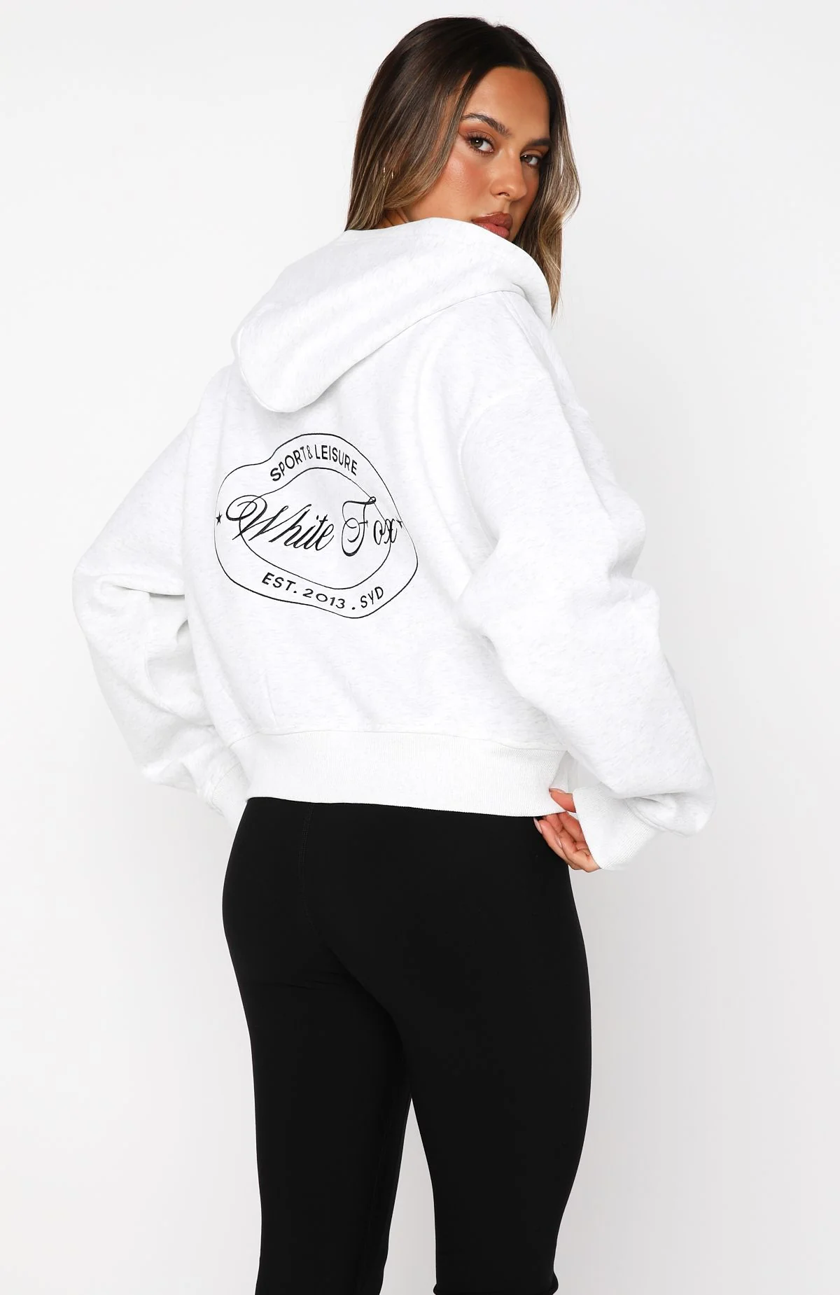 Just Try Again Boxy Zip Front Hoodie Grey Marle - White Fox Boutique