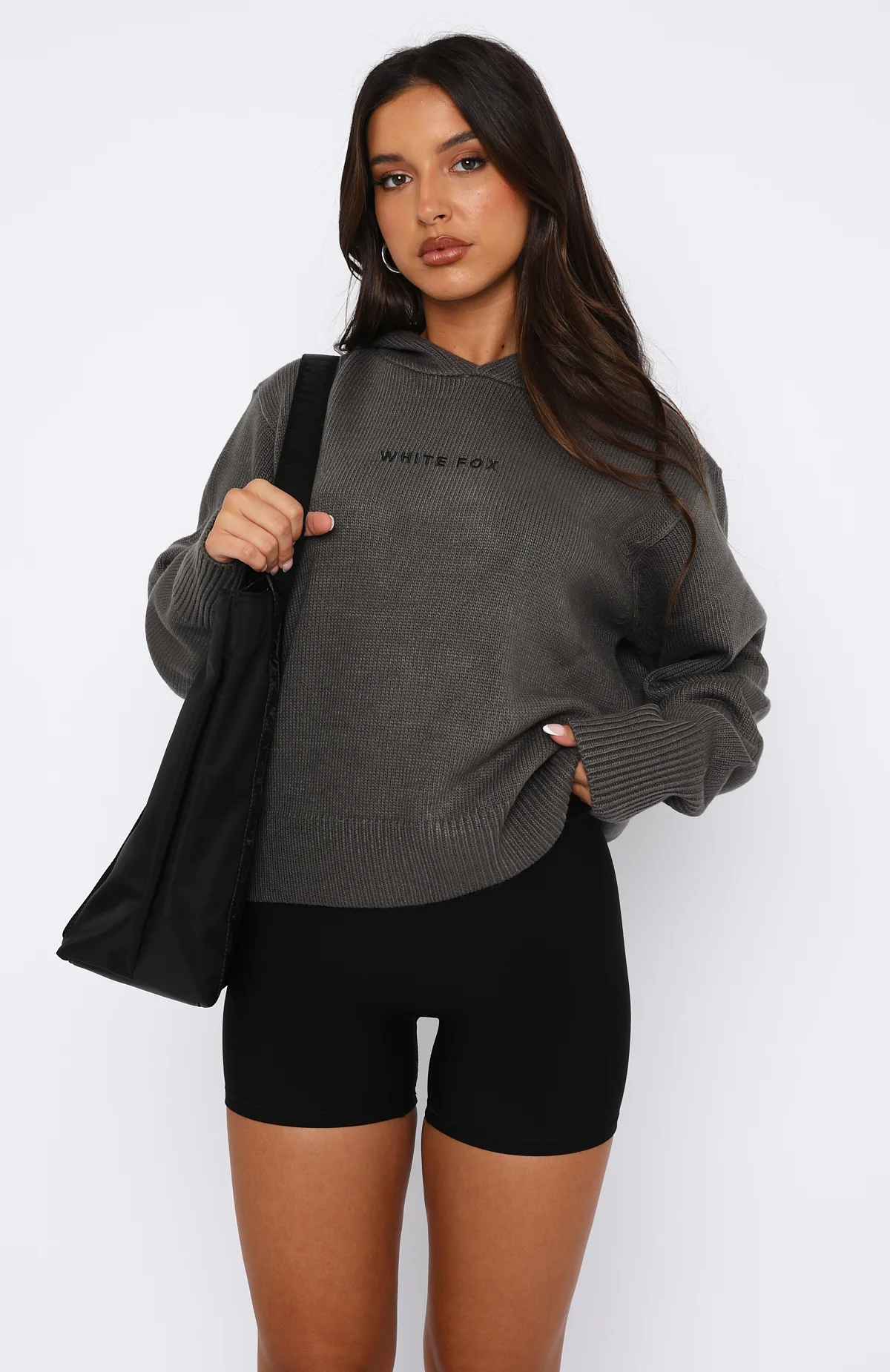 It's Cool Knit Hoodie Charcoal - White Fox Boutique