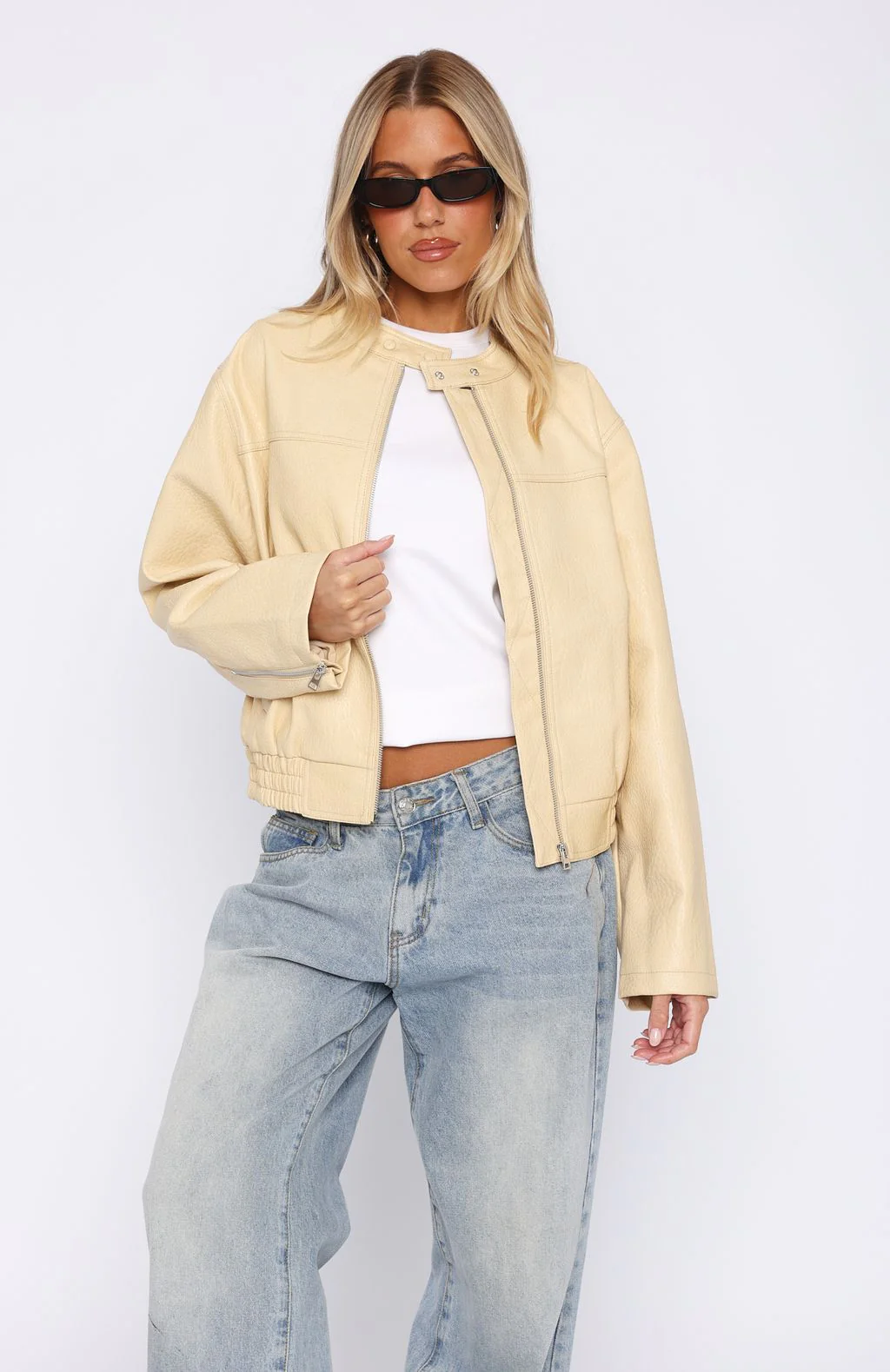 Tell Me Nothing PU Jacket Blonde - White Fox Boutique