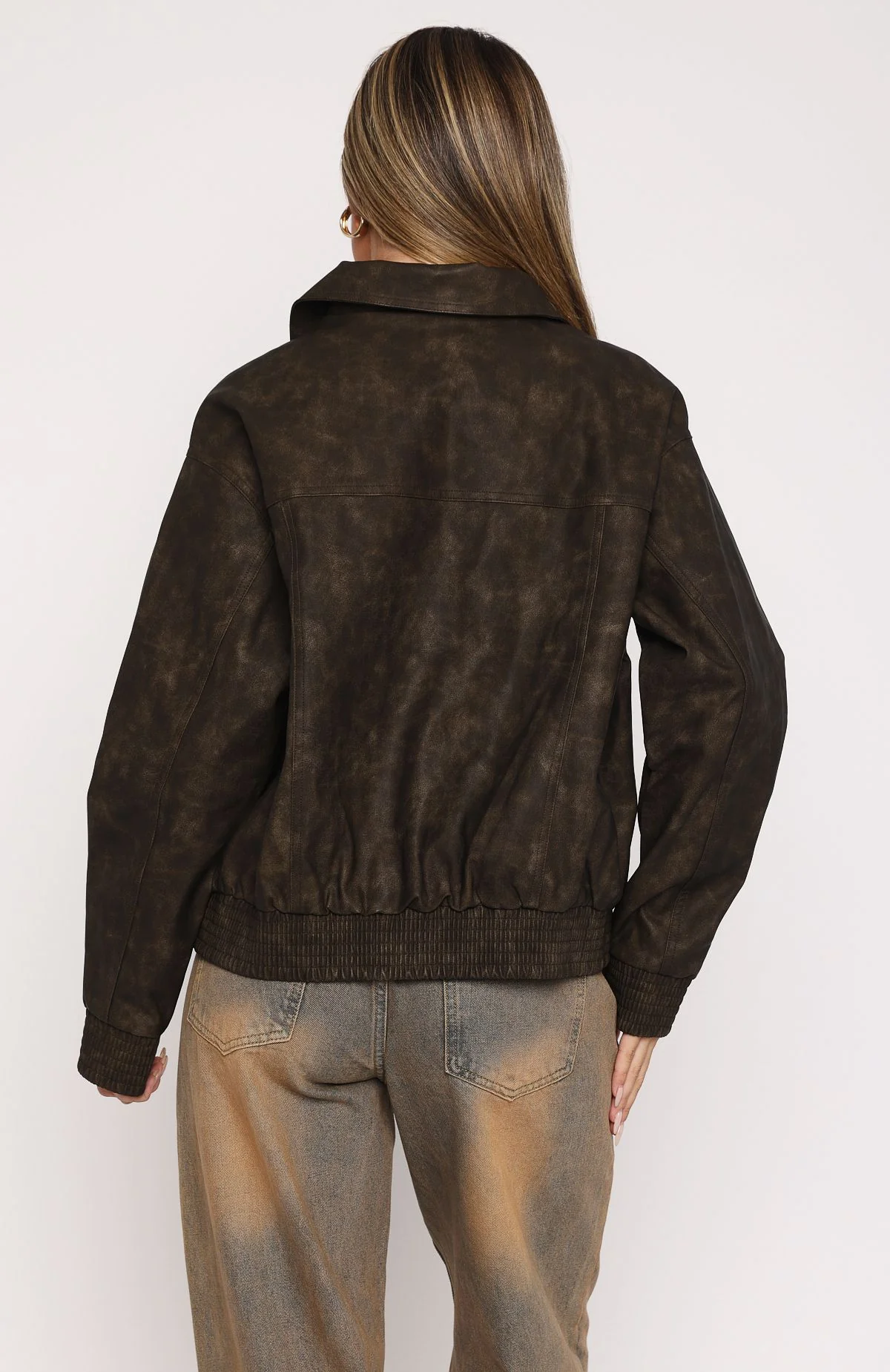 Make Things Right PU Bomber Jacket Chocolate - White Fox Boutique