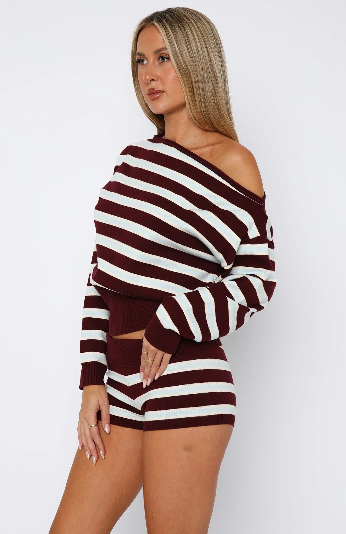 Everything To Everybody Sweater Burgundy Stripe - White Fox Boutique
