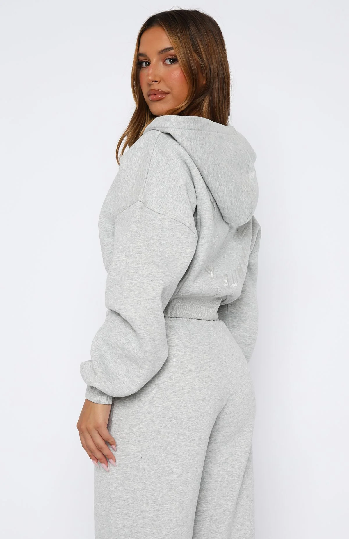 Stay Lifted Cropped Hoodie Dark Grey Marle - White Fox Boutique