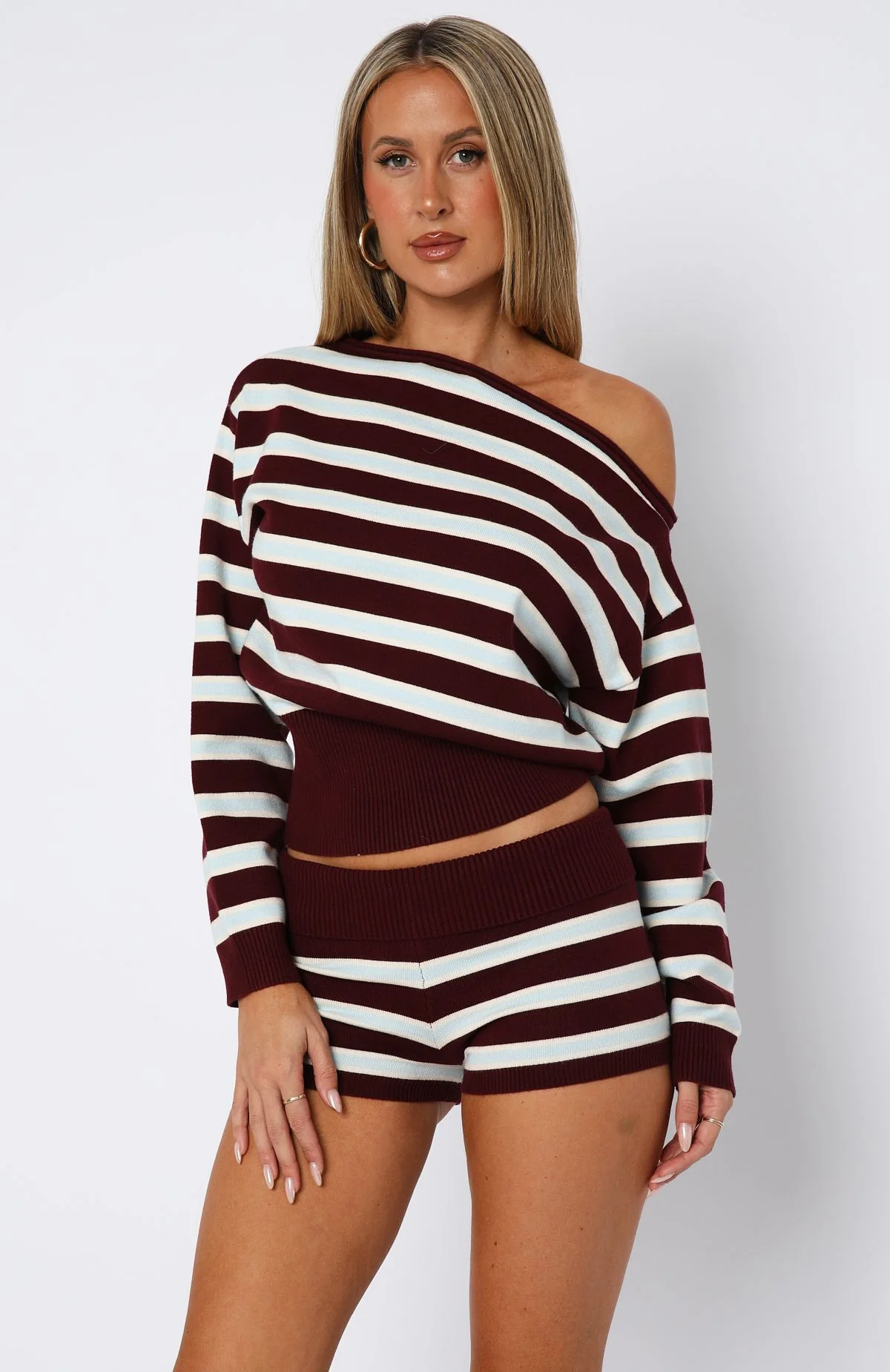 Everything To Everybody Sweater Burgundy Stripe - White Fox Boutique