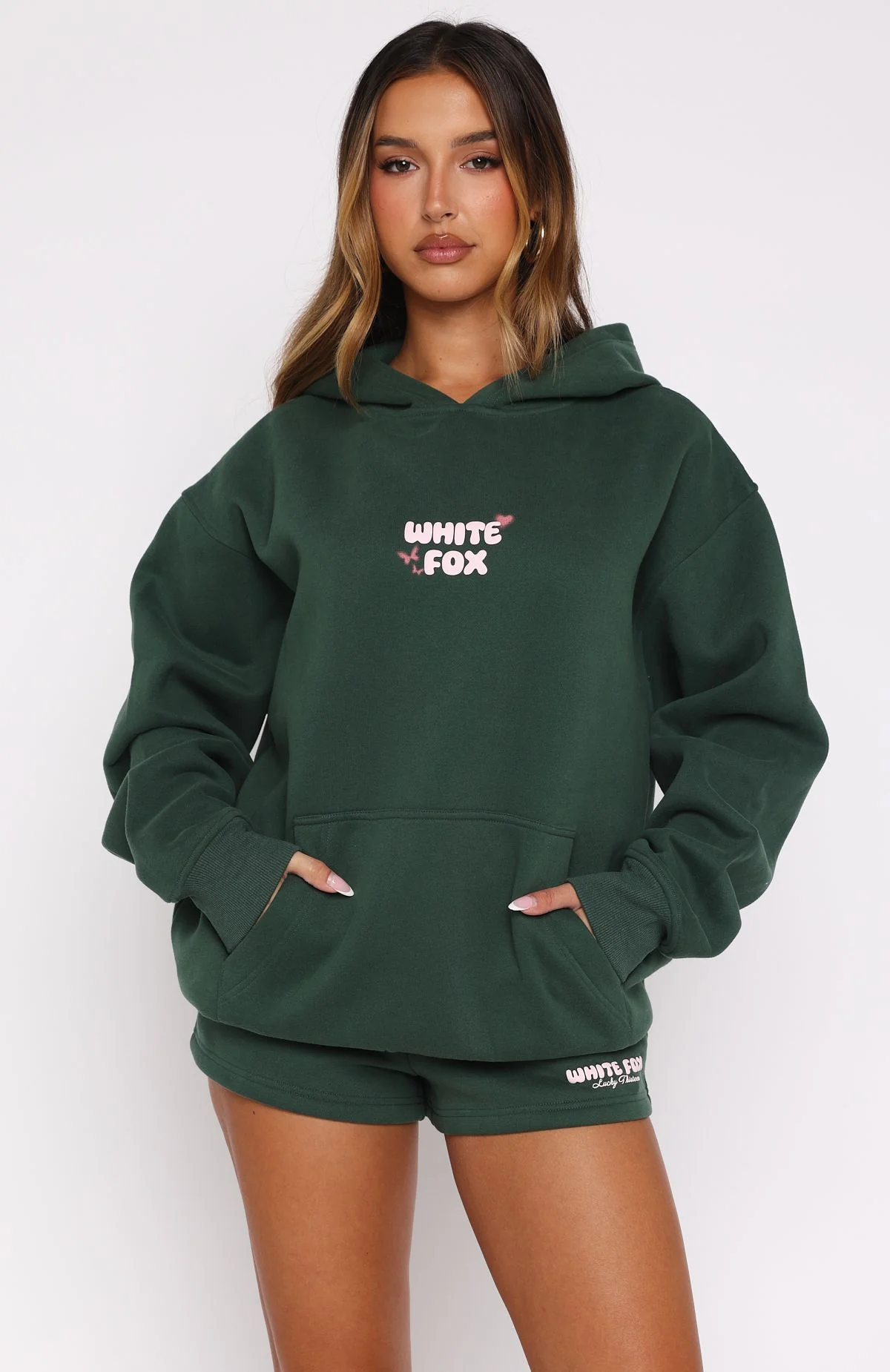 Lucky Thirteen Stephanie Oversized Hoodie Green - White Fox Boutique