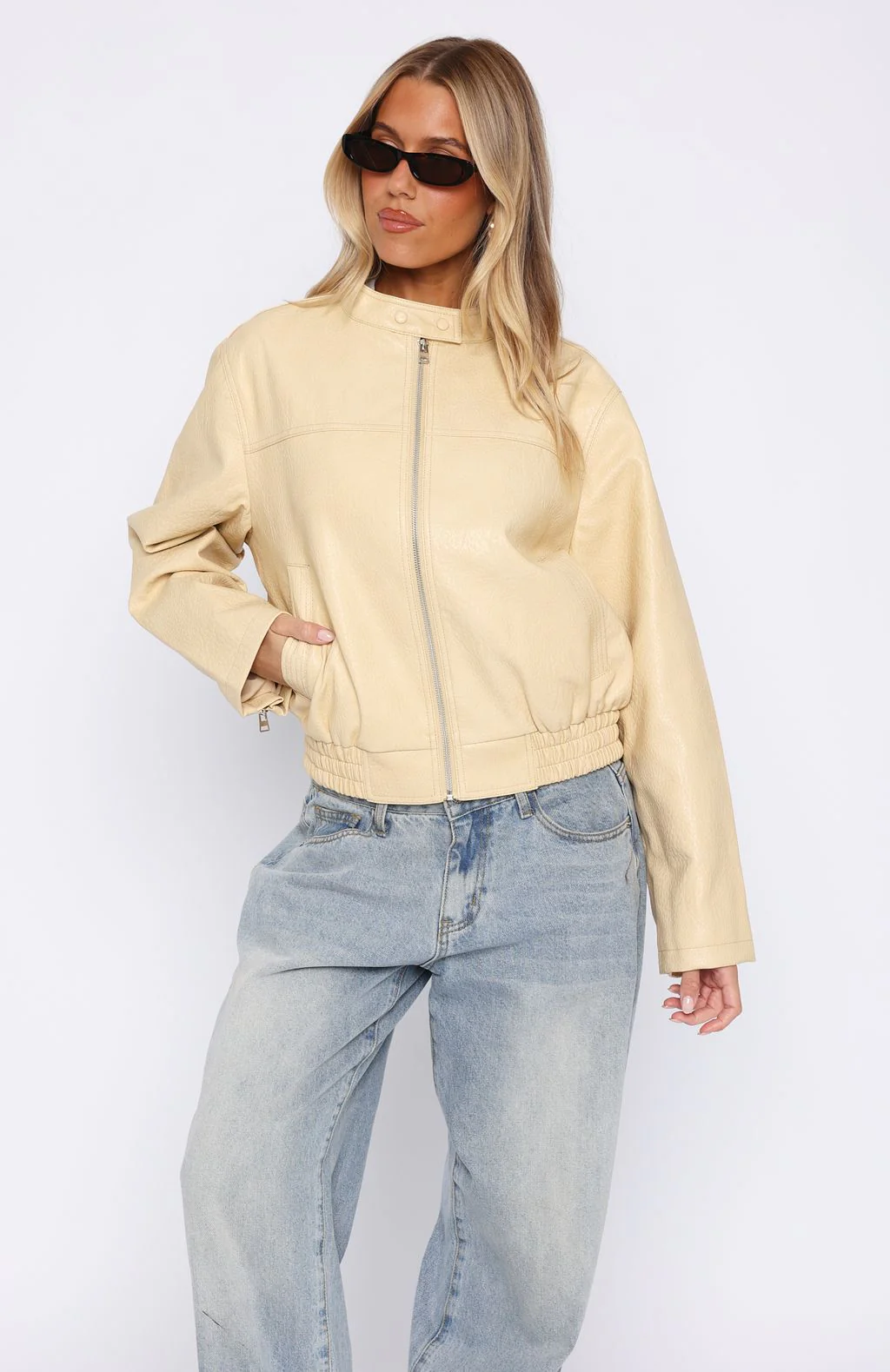 Tell Me Nothing PU Jacket Blonde - White Fox Boutique