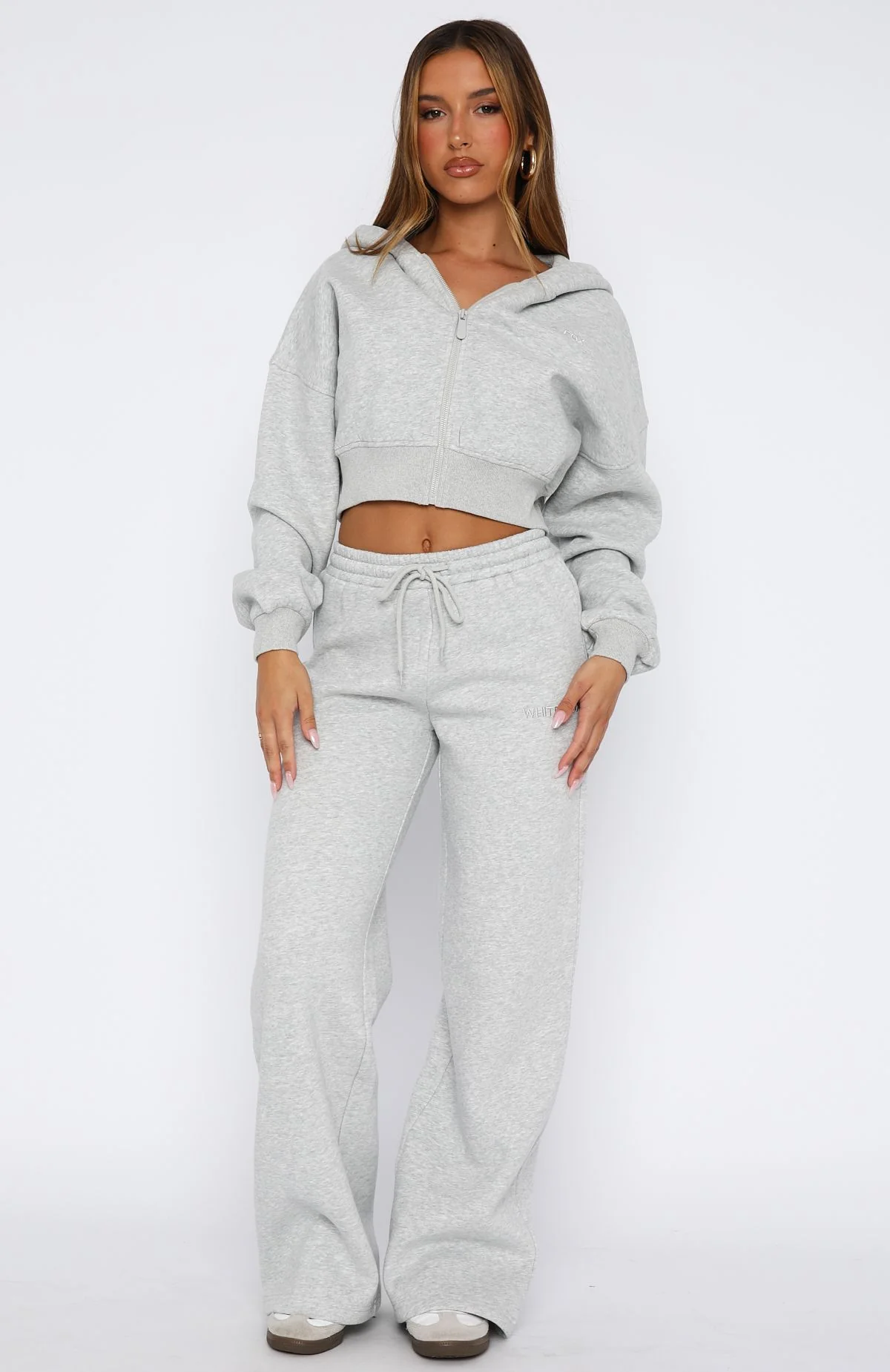 Stay Lifted Cropped Hoodie Dark Grey Marle - White Fox Boutique