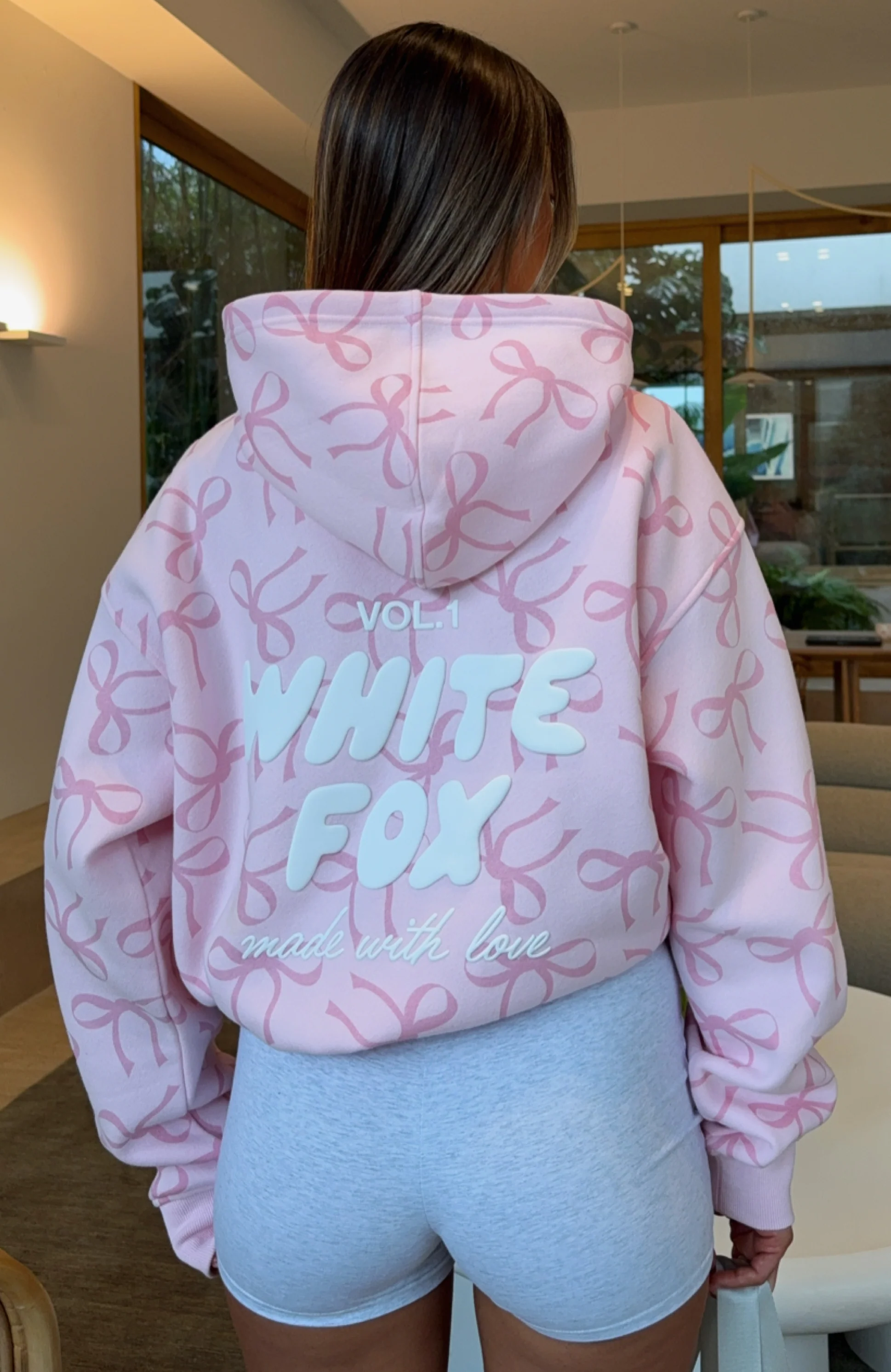 Vol. 1 Oversized Printed Hoodie Posy Bow - White Fox Boutique