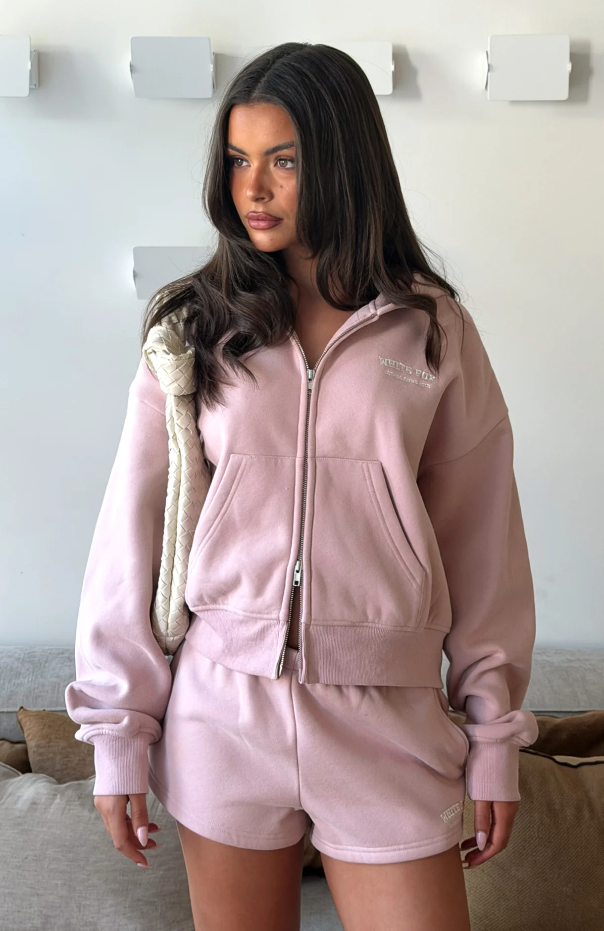 Can't Miss It Boxy Zip Front Hoodie Dusty Pink - White Fox Boutique