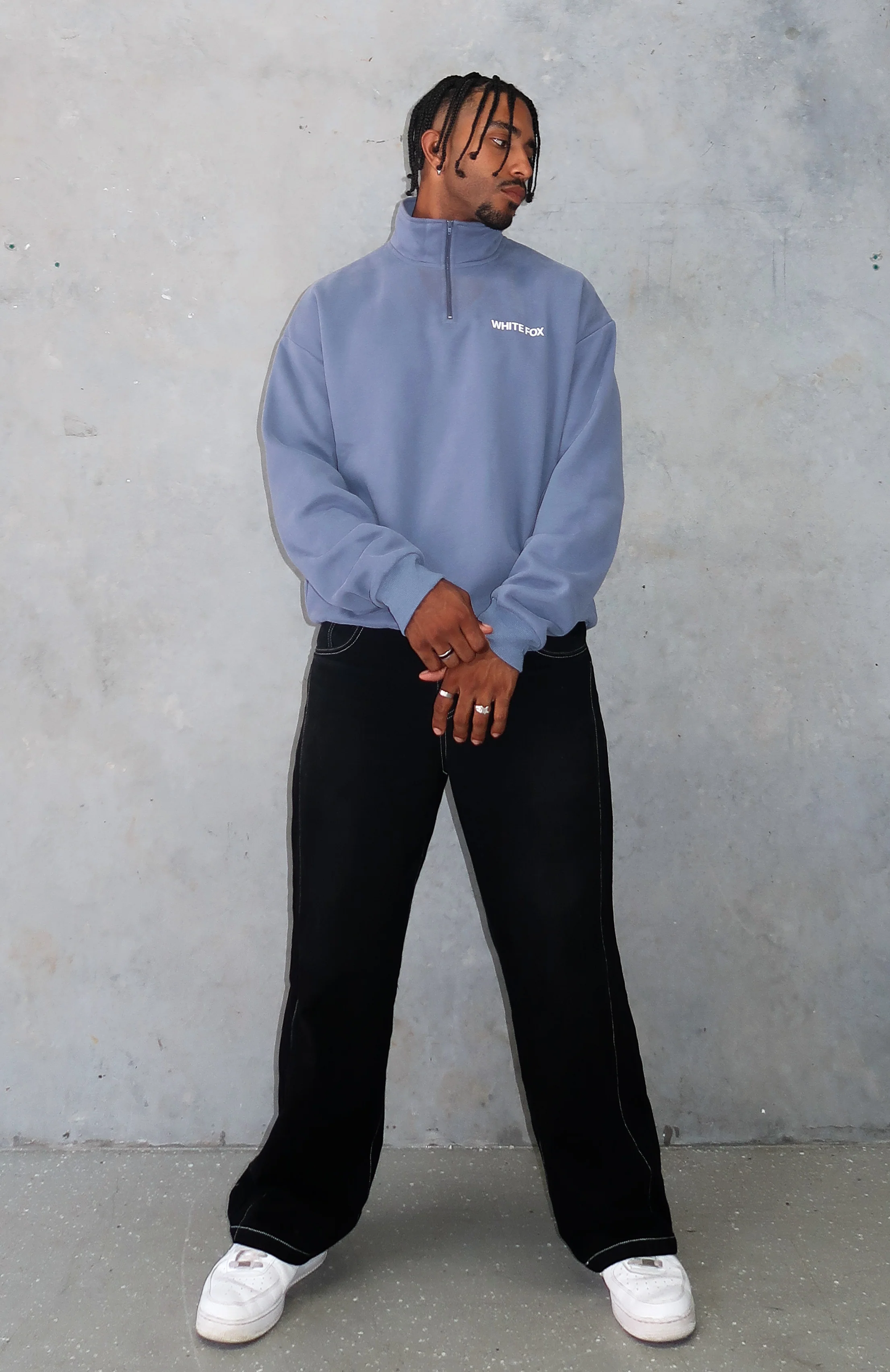 Core Classic Zip Front Sweater Ocean - White Fox Boutique