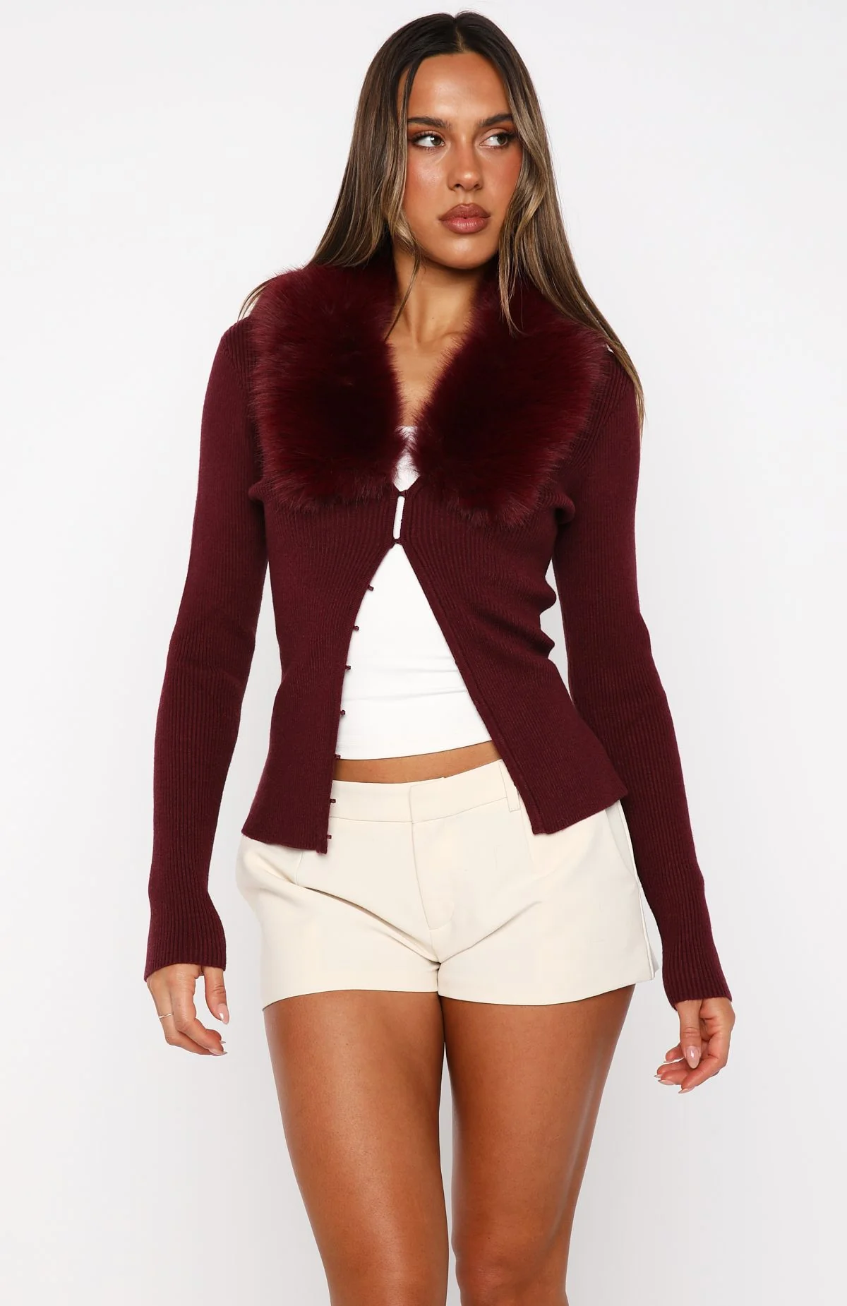 All Bundled Up Knit Cardigan Burgundy - White Fox Boutique
