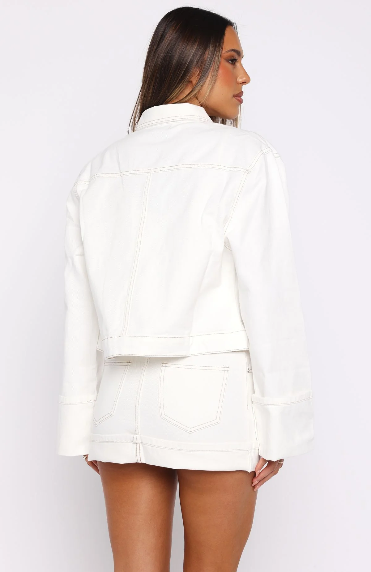 Charlotte Denim Jacket Off White - White Fox Boutique
