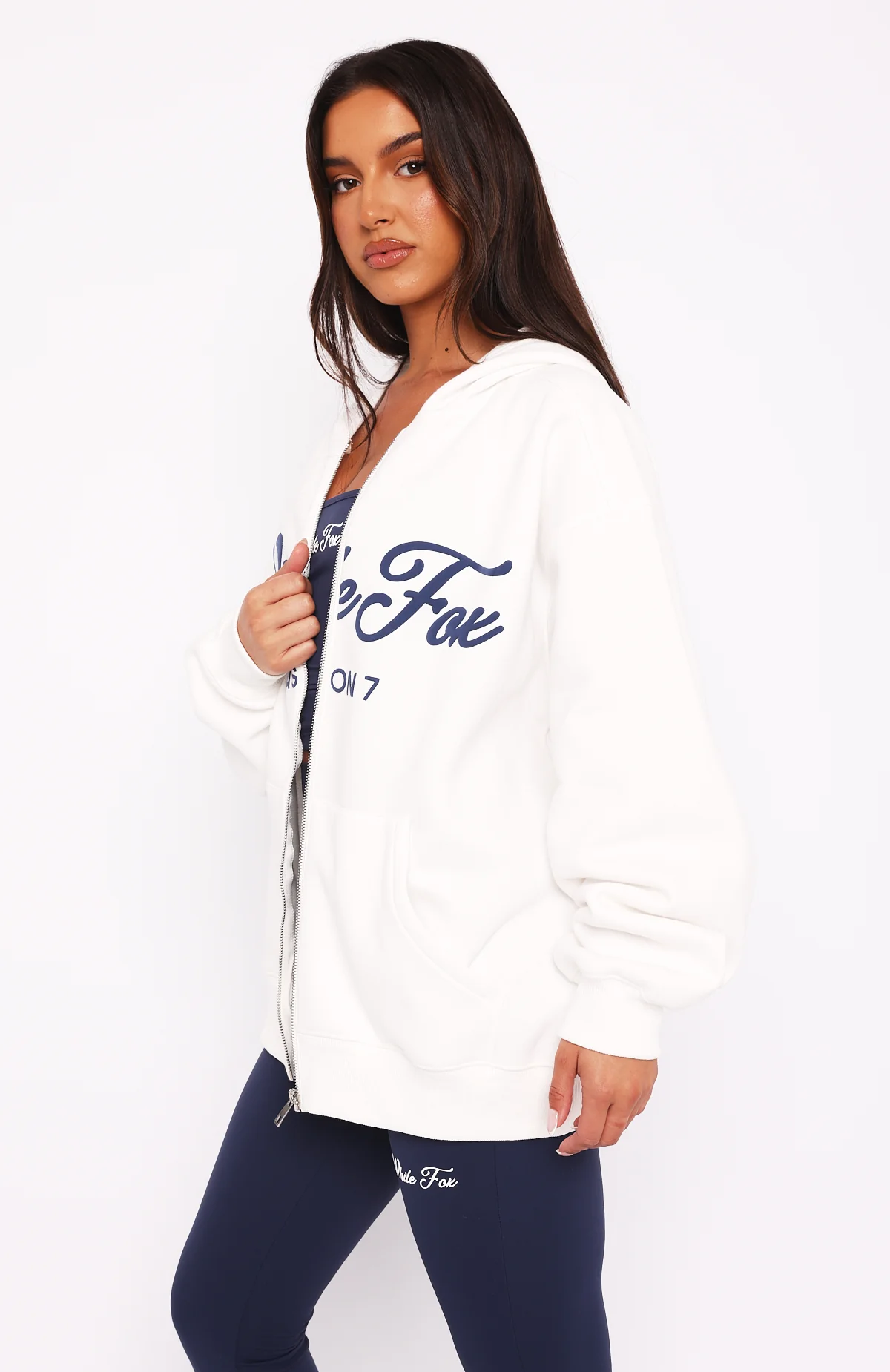 Season 7 Zip Front Hoodie Snow - White Fox Boutique