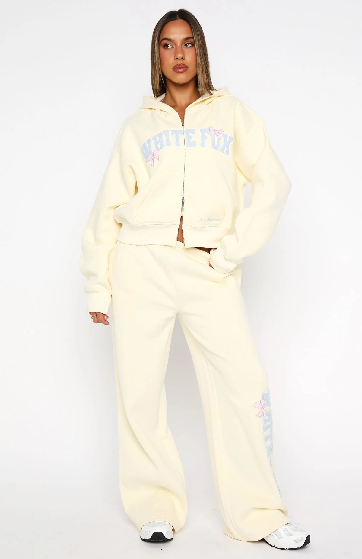 Daydreamers Madeline Boxy Zip Front Hoodie Lemon - White Fox Boutique