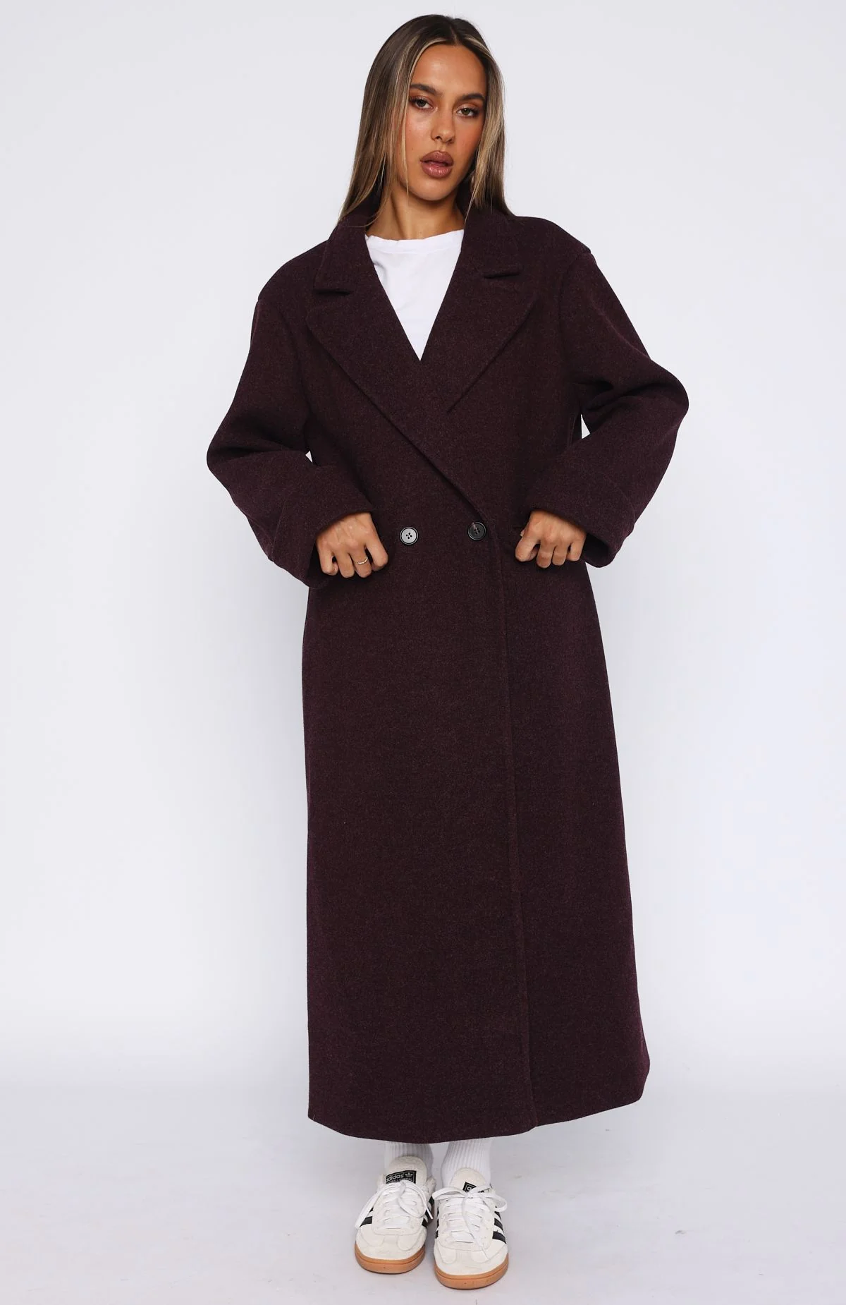 Winter Holiday Oversized Coat Burgundy - White Fox Boutique