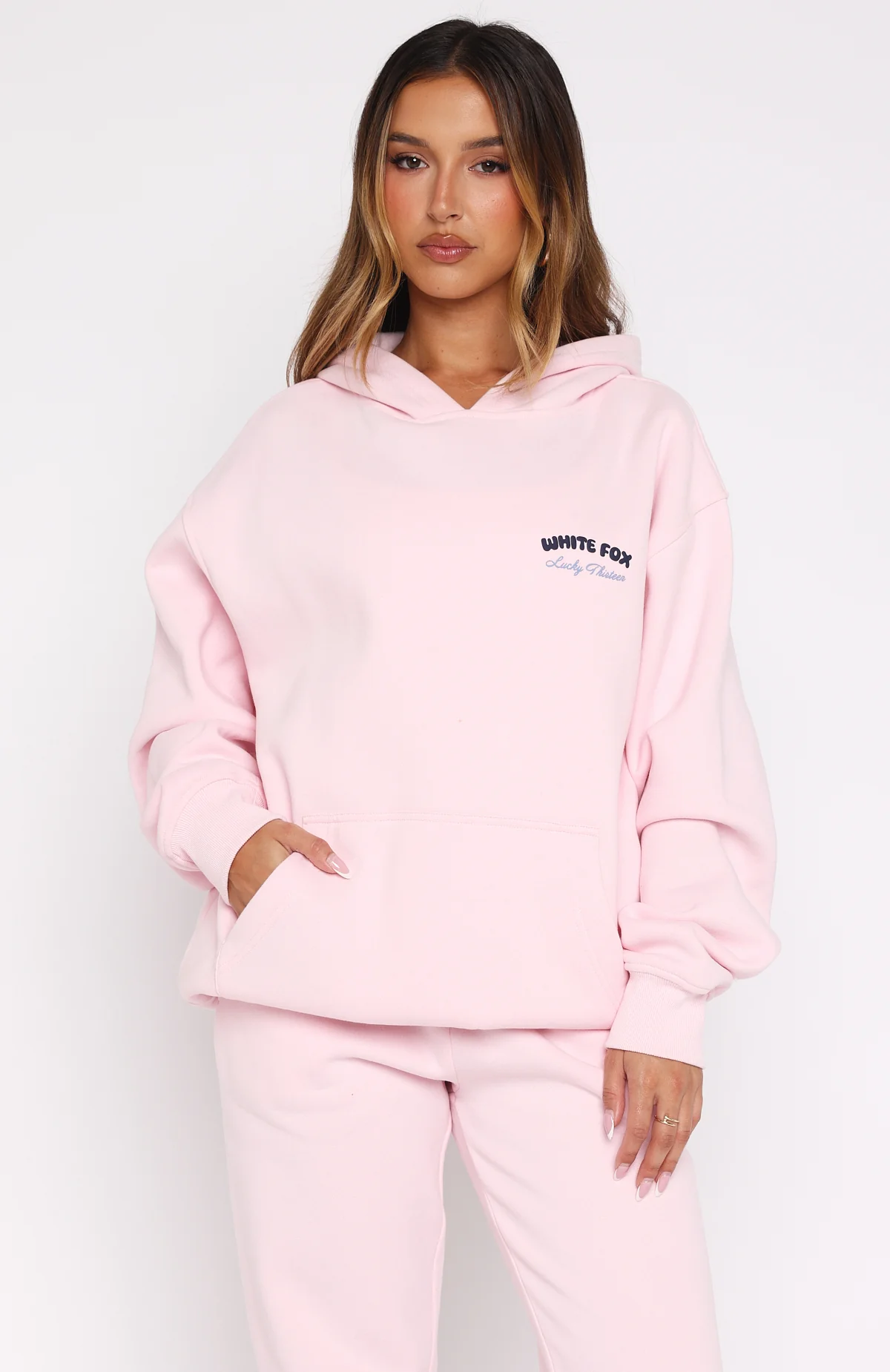 Lucky Thirteen Cheyenne Oversized Hoodie Soft Pink - White Fox Boutique
