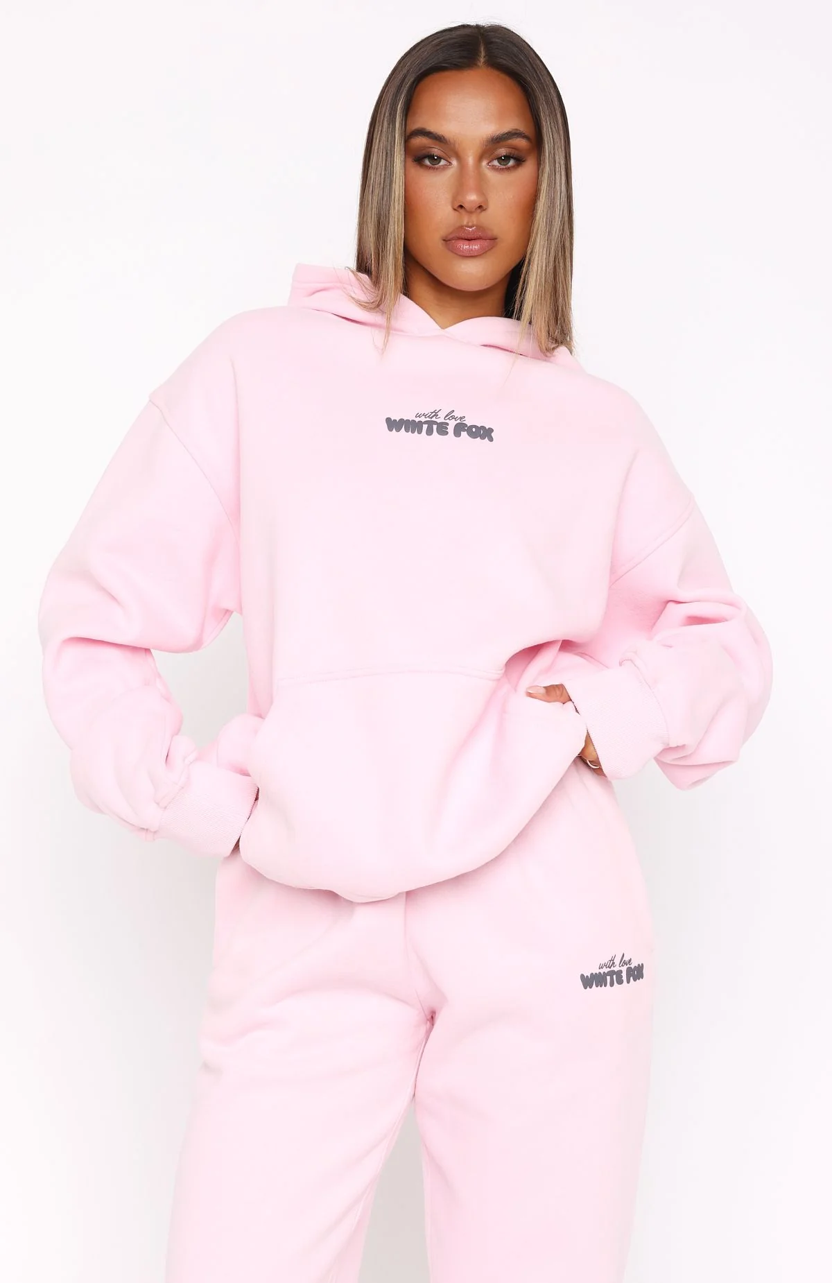 With Love In The Moment Oversized Hoodie Pink - White Fox Boutique