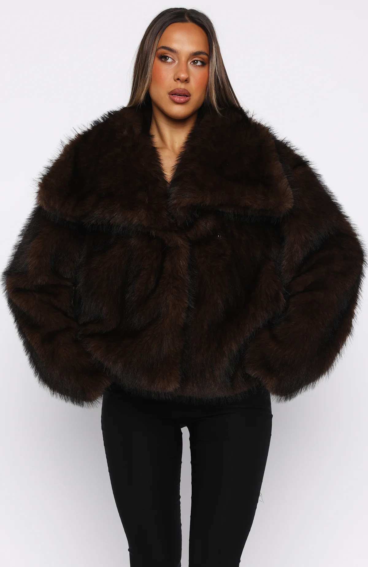 Dirty Martini Faux Fur Jacket Chocolate - White Fox Boutique