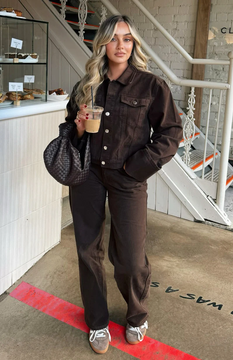 Charlotte Denim Jacket Chocolate Wash - White Fox Boutique