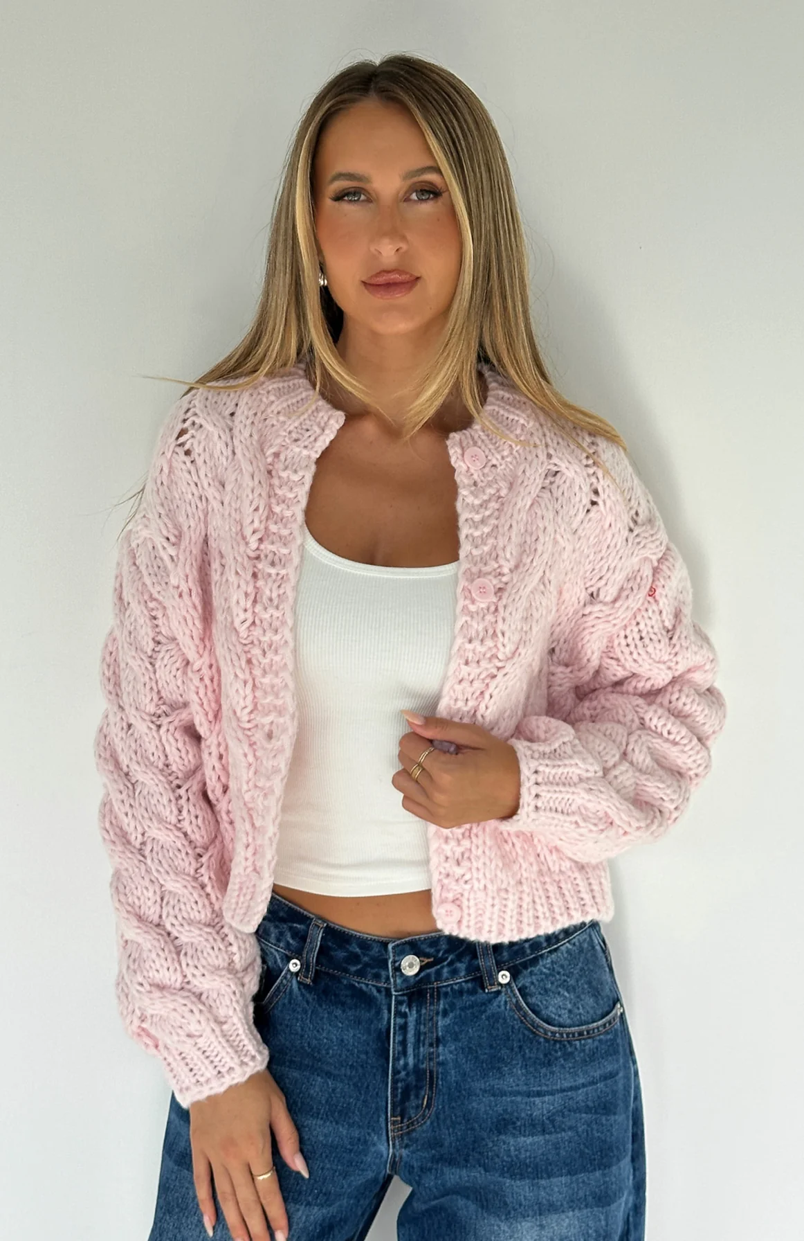 Cutie Pie Knit Cardigan Baby Pink - White Fox Boutique