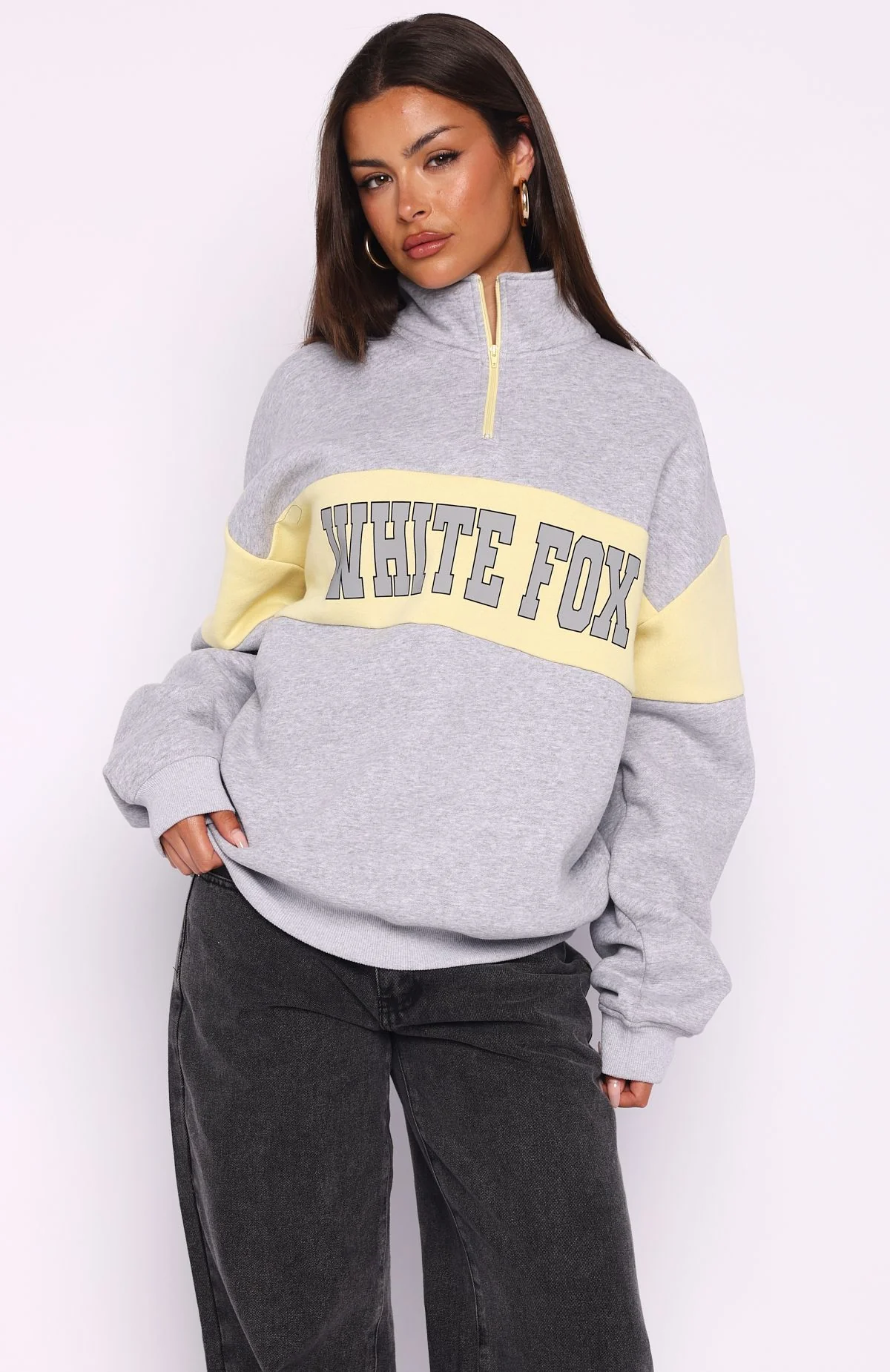 Show Yourself Zip Front Sweater Dark Grey Marle - White Fox Boutique