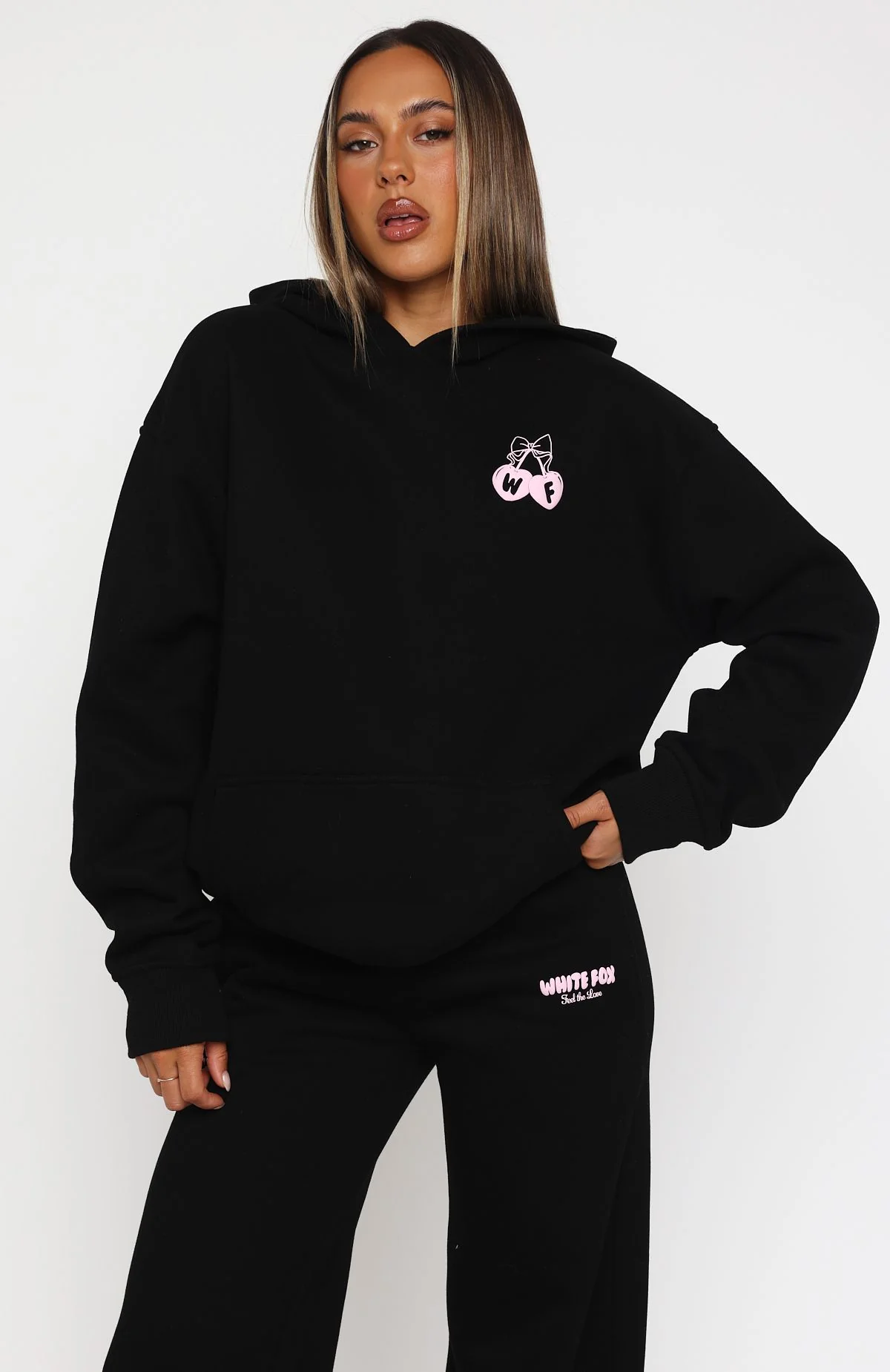 Feel The Love Oversized Hoodie Black - White Fox Boutique