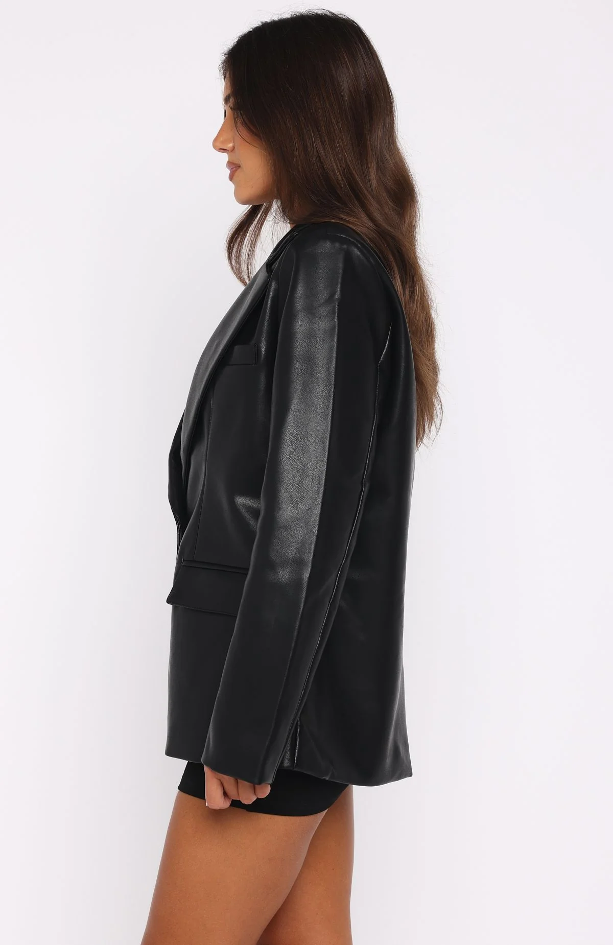 Heartthrob Pu Blazer Black - White Fox Boutique