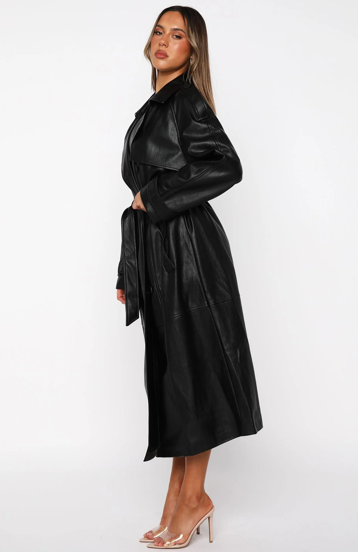 Do I Ever Pu Trench Coat Black - White Fox Boutique
