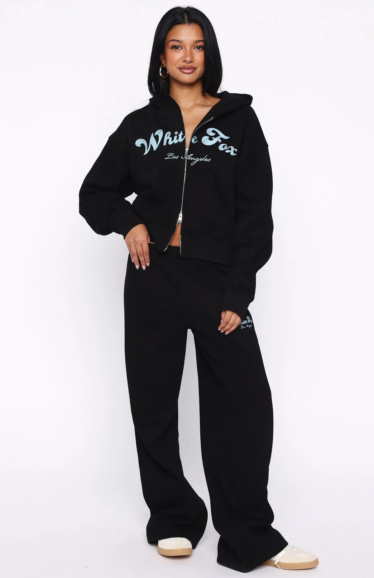 Through Thick And Thin Boxy Zip Front Hoodie Black - White Fox Boutique