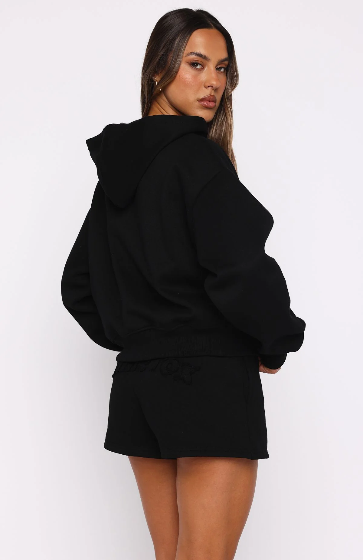 From The Archives Lexi Boxy Zip Front Hoodie Black - White Fox Boutique