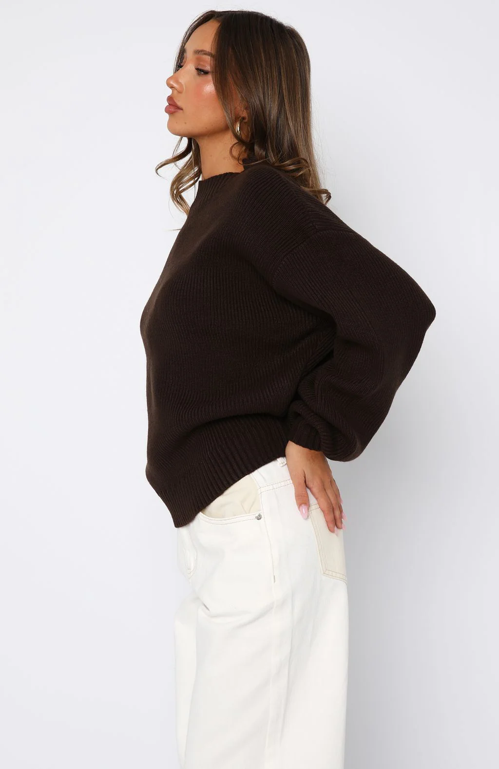Keep It Classic Knit Sweater Chocolate - White Fox Boutique