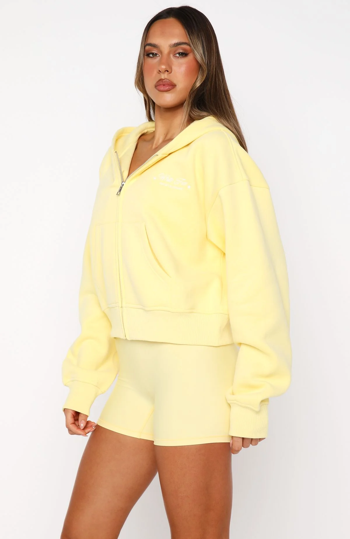 Just Try Again Boxy Zip Front Hoodie Honey - White Fox Boutique