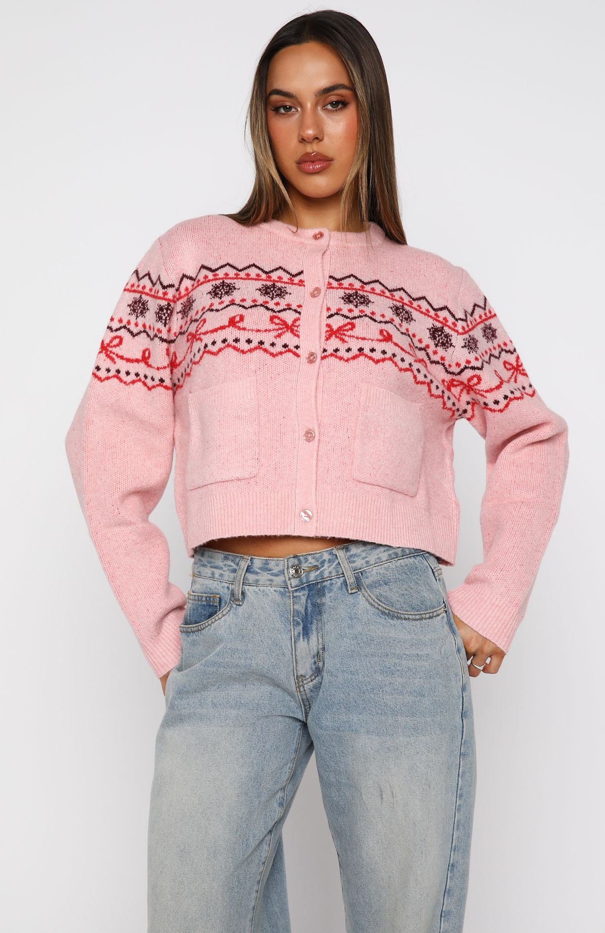 Snowflake Cuddles Knit Cardigan Blossom - White Fox Boutique