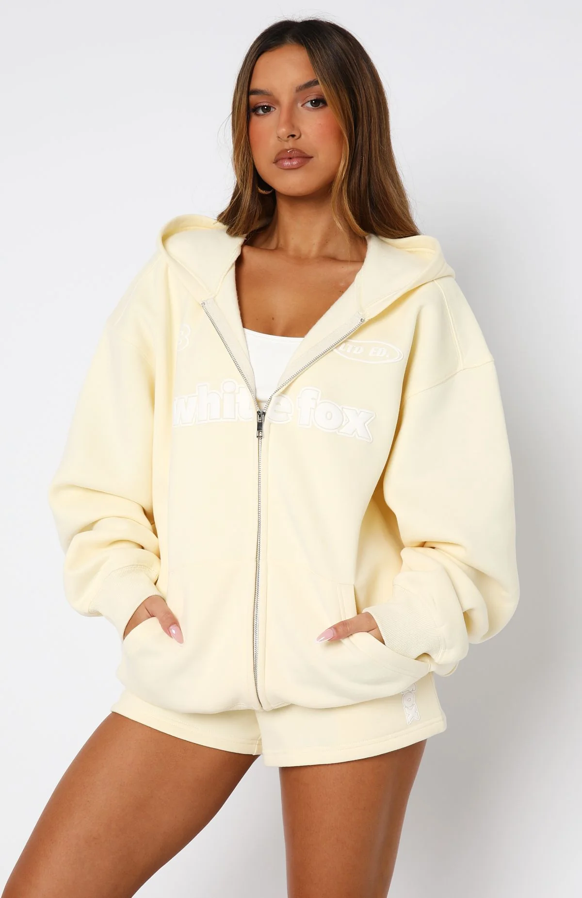 Ready To Go Zip Front Hoodie Lemon - White Fox Boutique