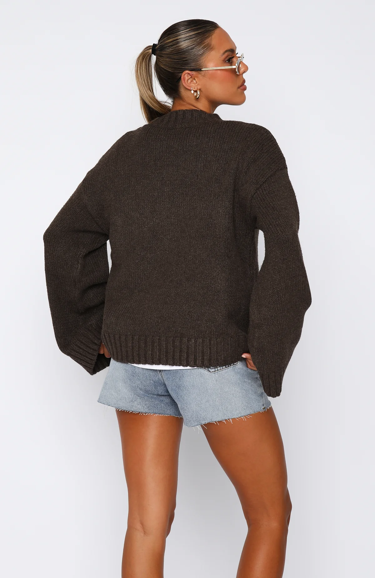 Winter's Chill Knit Sweater Chocolate - White Fox Boutique