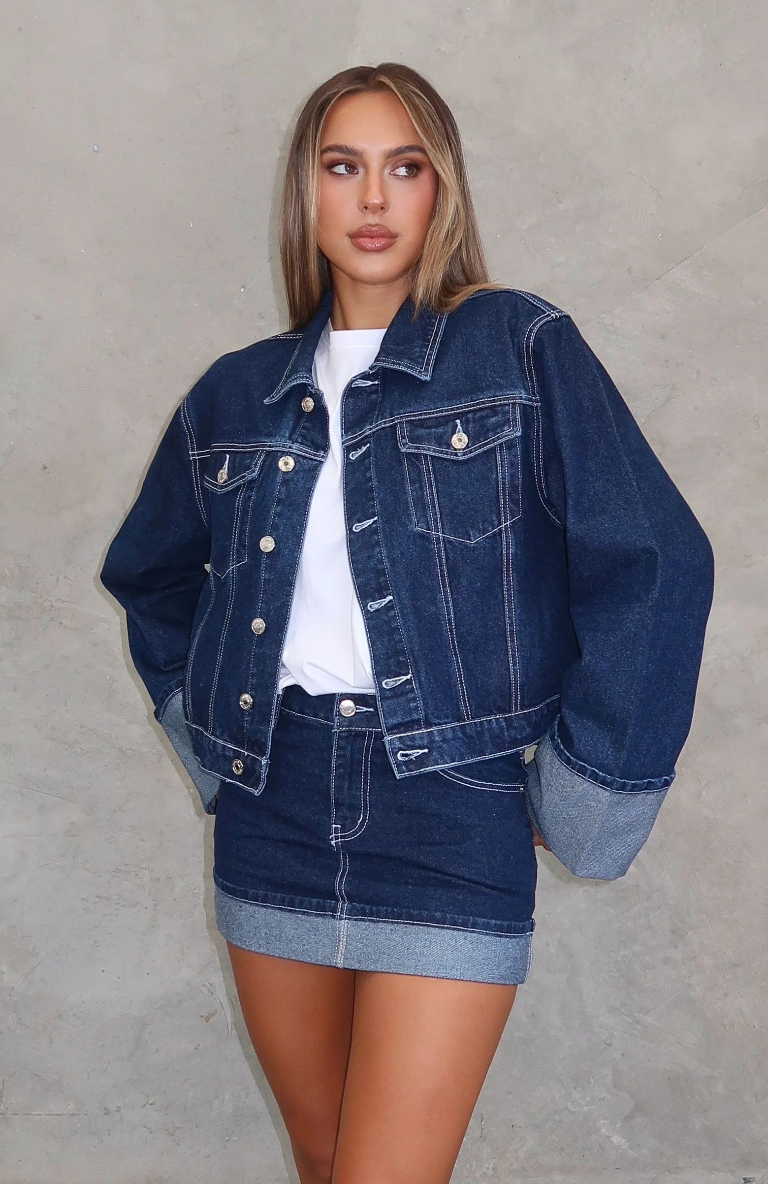 Charlotte Denim Jacket Dark Indigo - White Fox Boutique