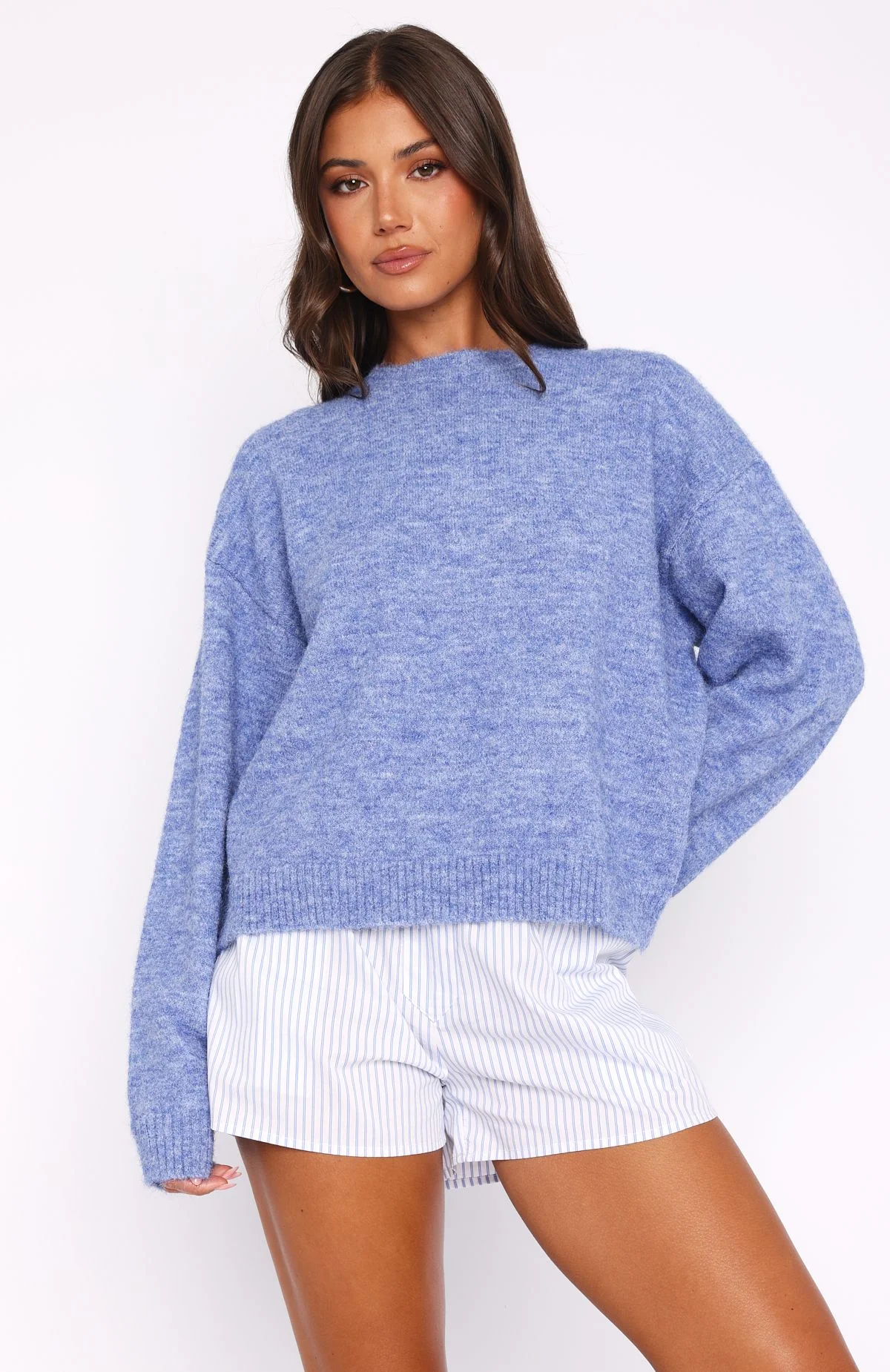 Warm Whispers Knit Sweater Cornflower Blue - White Fox Boutique