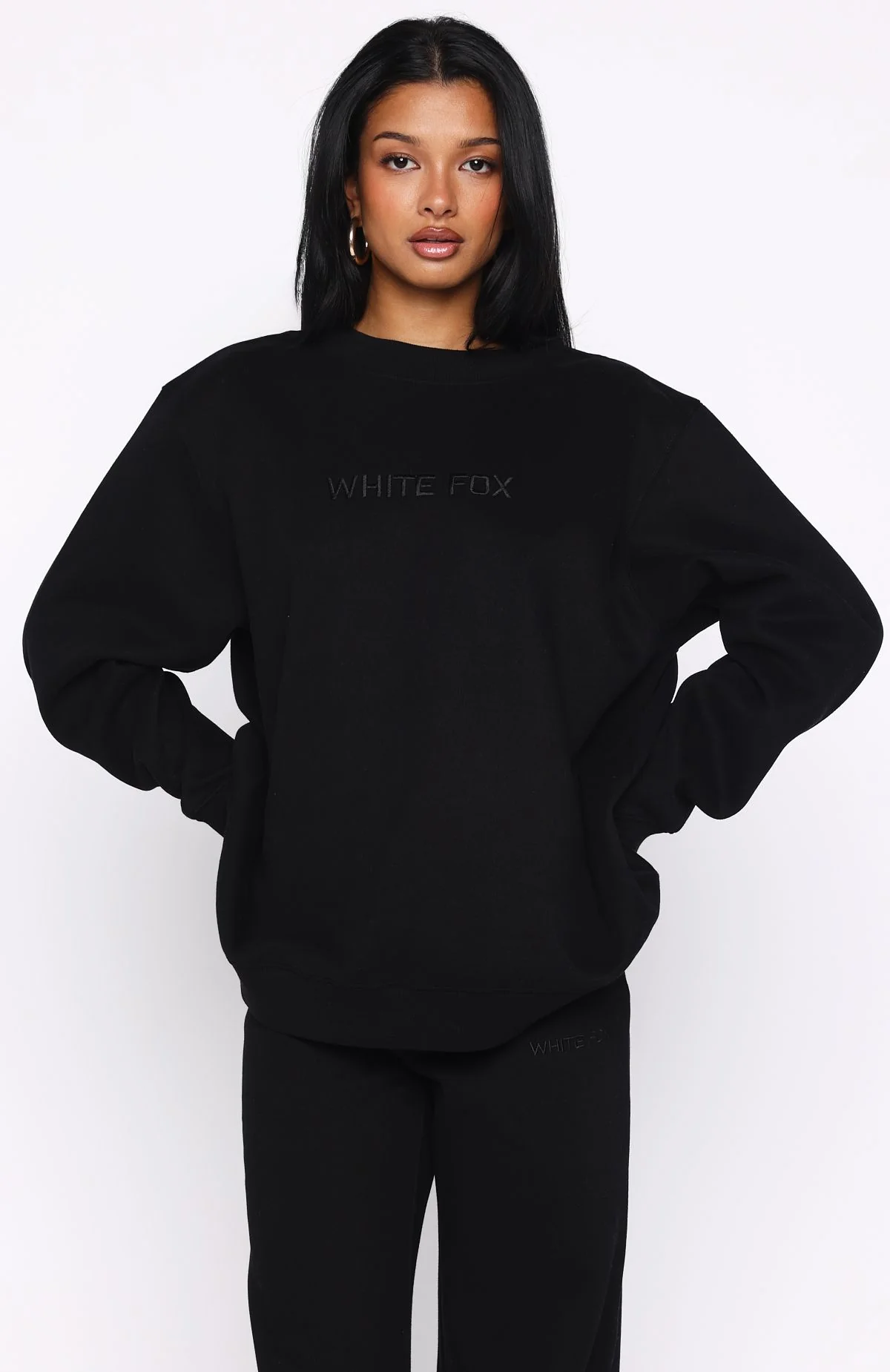 Stay Lifted Oversized Sweater Black - White Fox Boutique