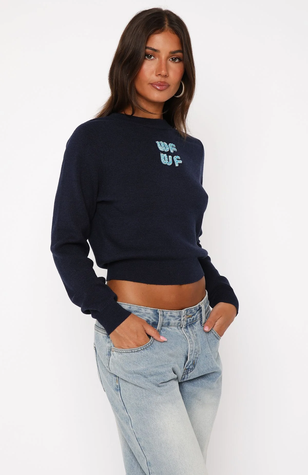 Designer Girl Knit Sweater Navy - White Fox Boutique