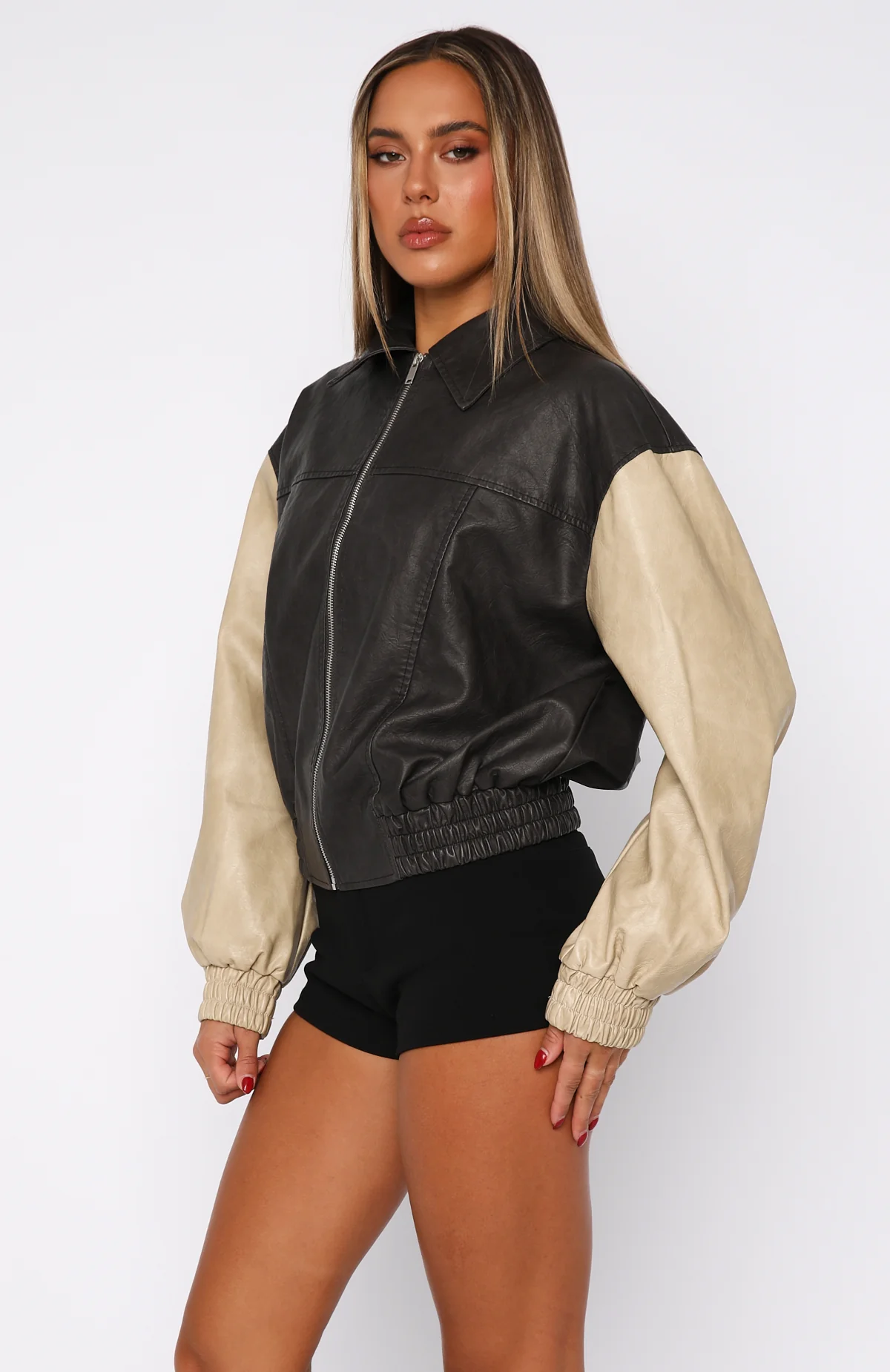 Like A Pro PU Jacket Black/Beige - White Fox Boutique